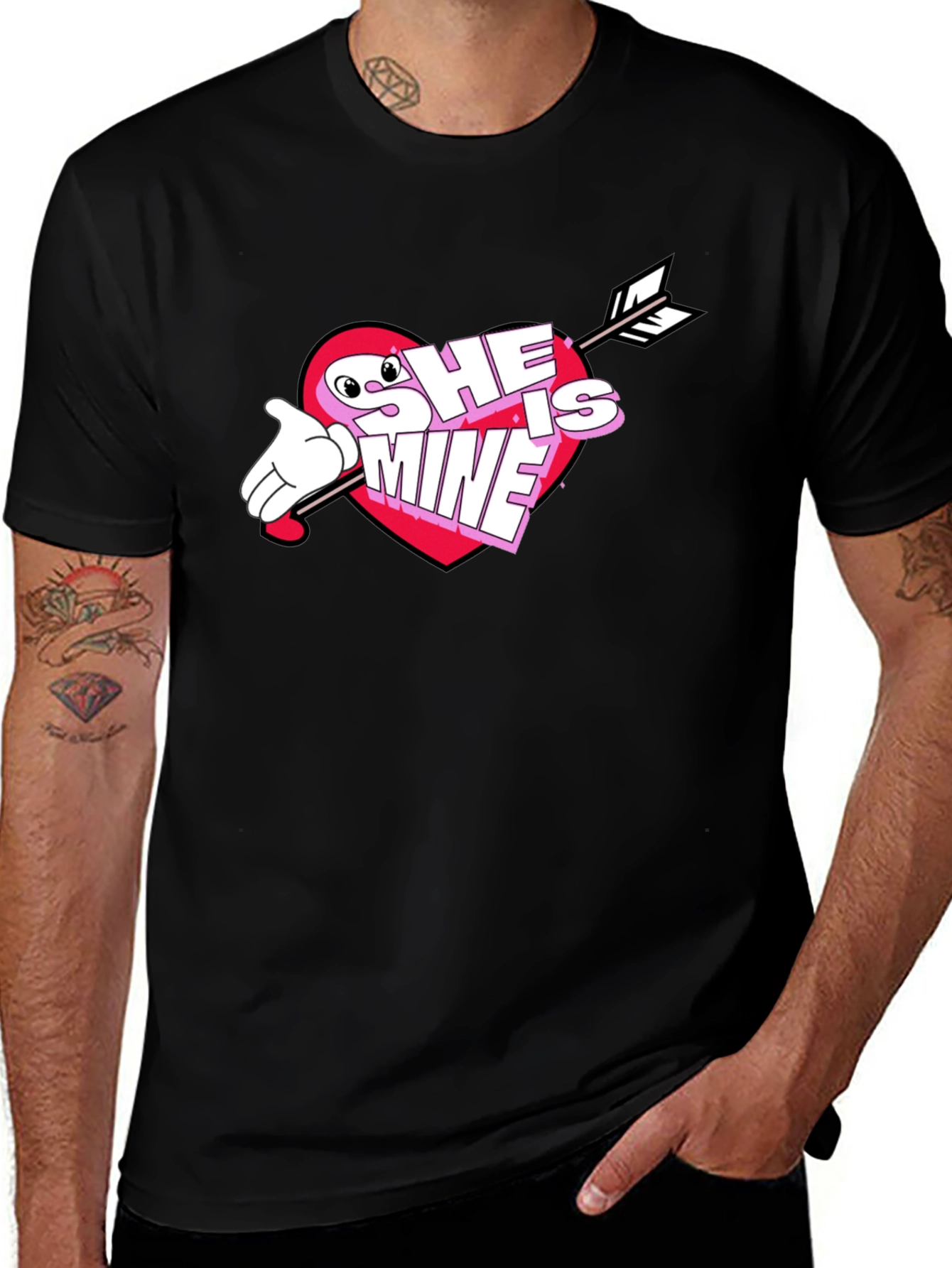 He is Mine Valentines Day T-Shirt - Black