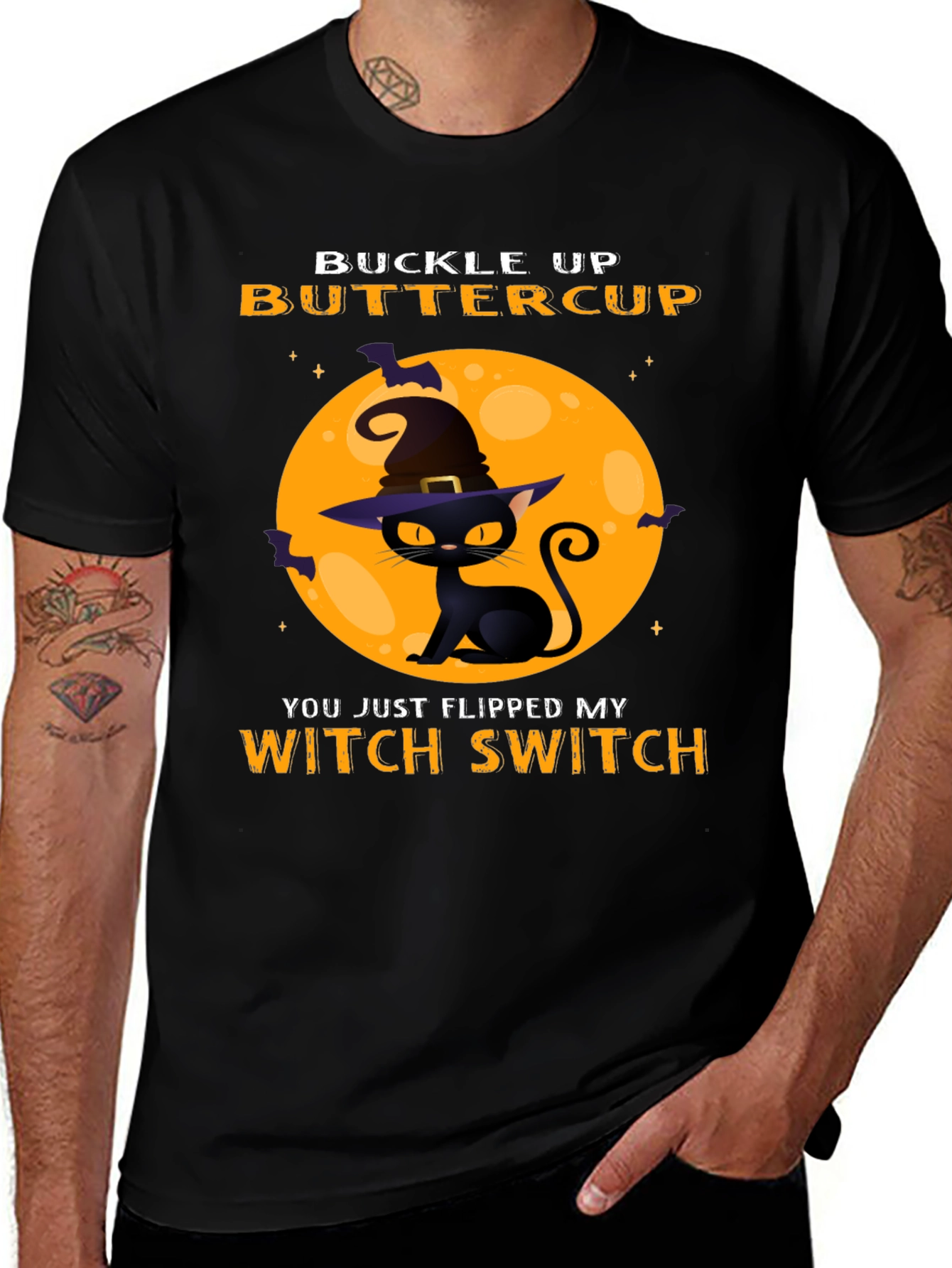 Halloween Cat Witch Switch T-Shirt