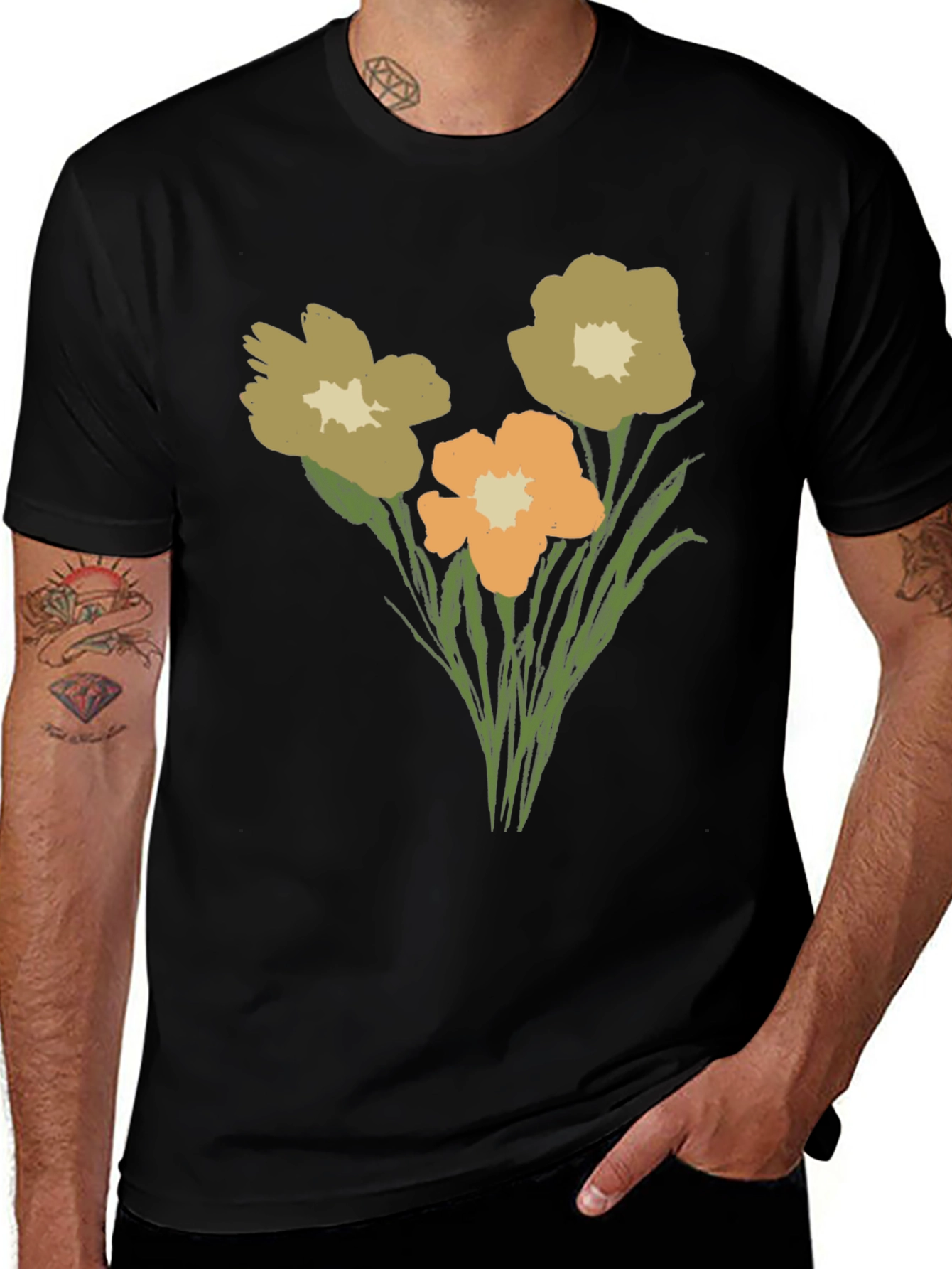 Variant 11 of Floral Graphic Black T-Shirt