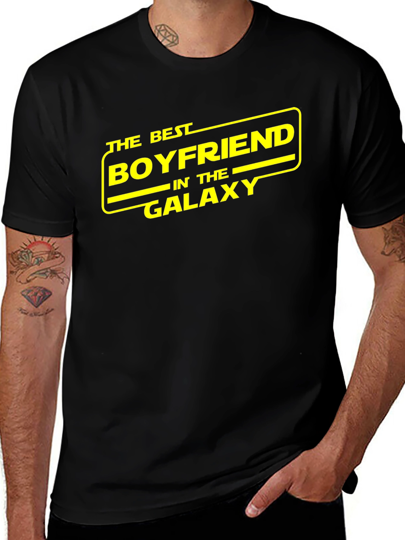 Variant 24 of Best Boyfriend in the Galaxy Tee - Black Graphic T-Shirt
