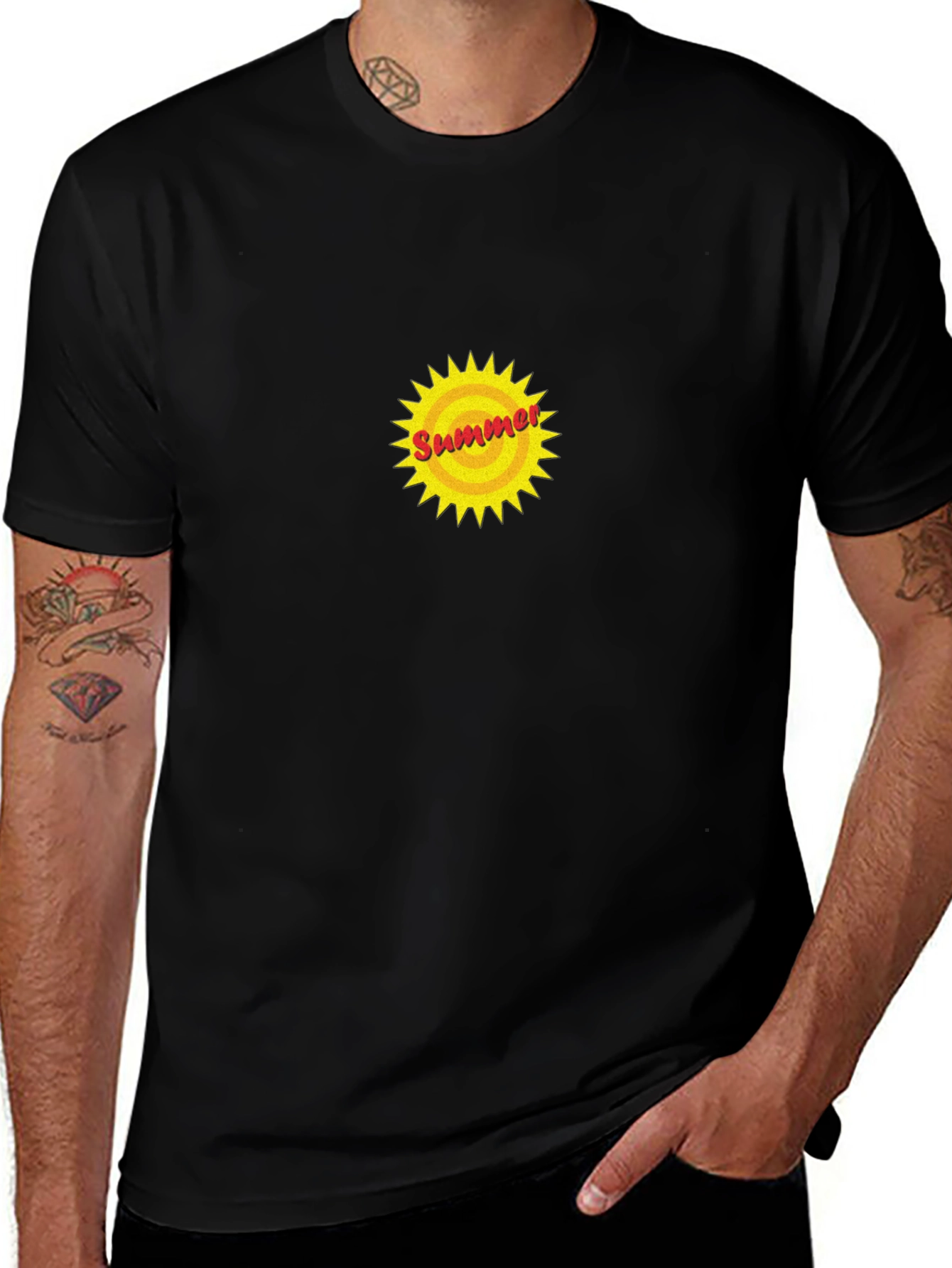 Variant 9 of Summer Sun Graphic T-Shirt - Black Cotton Tee
