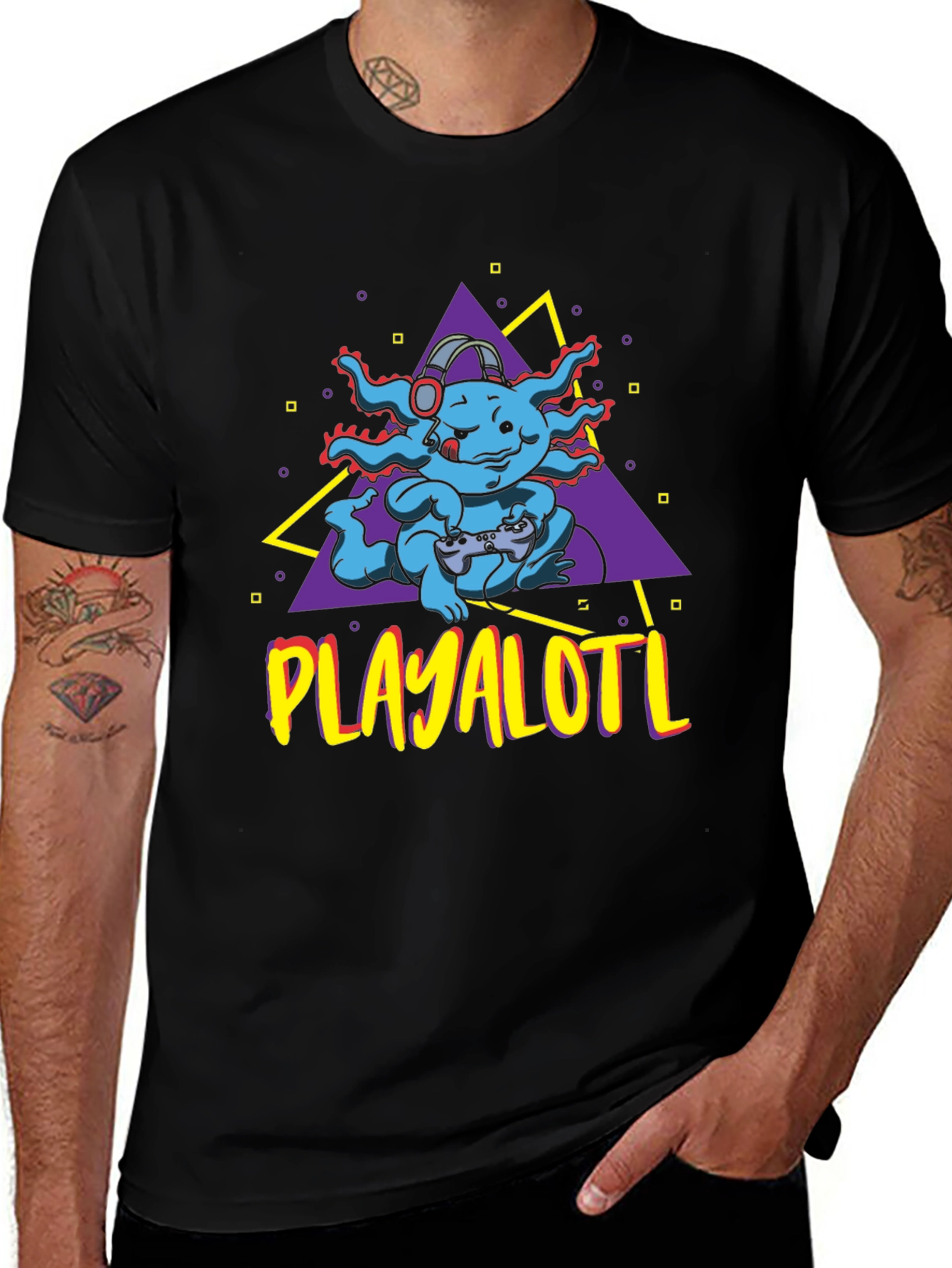 Variant 21 of Playalotl Gaming T-Shirt - Axolotl Gamer Tee
