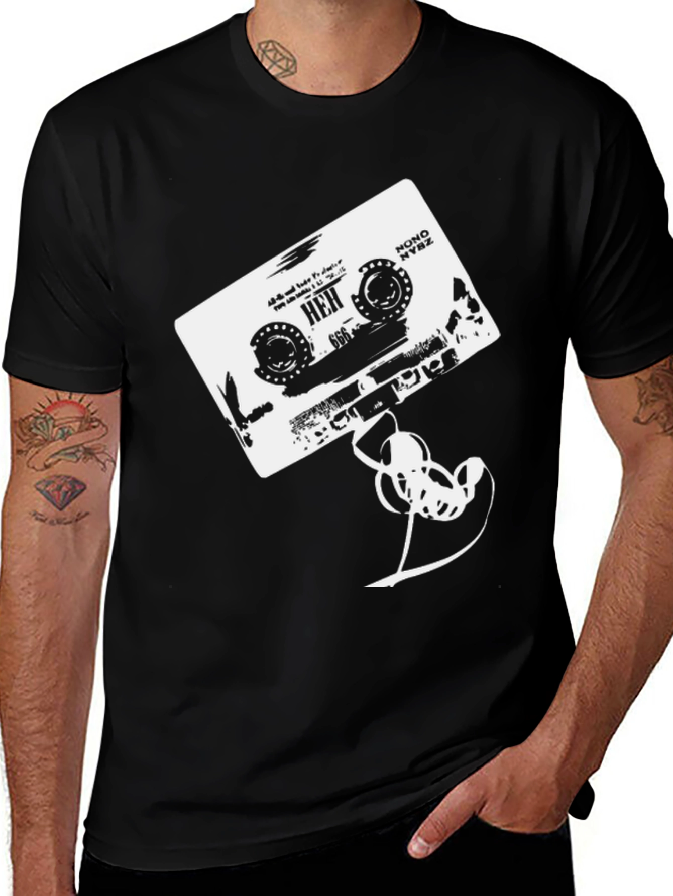 Variant 6 of Retro Cassette Tape Graphic T-Shirt - Black