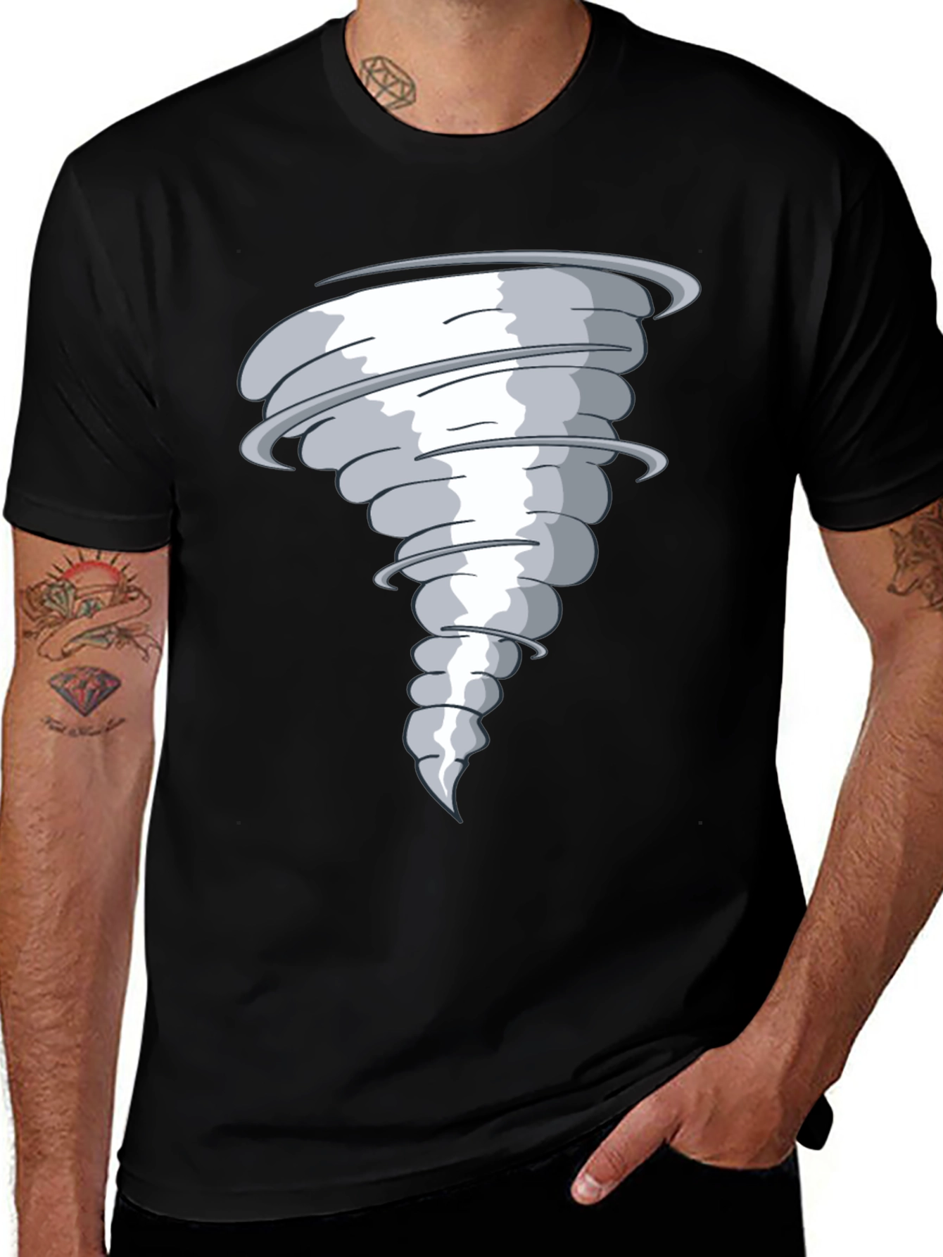 Variant 29 of Tornado Graphic Print Black T-Shirt