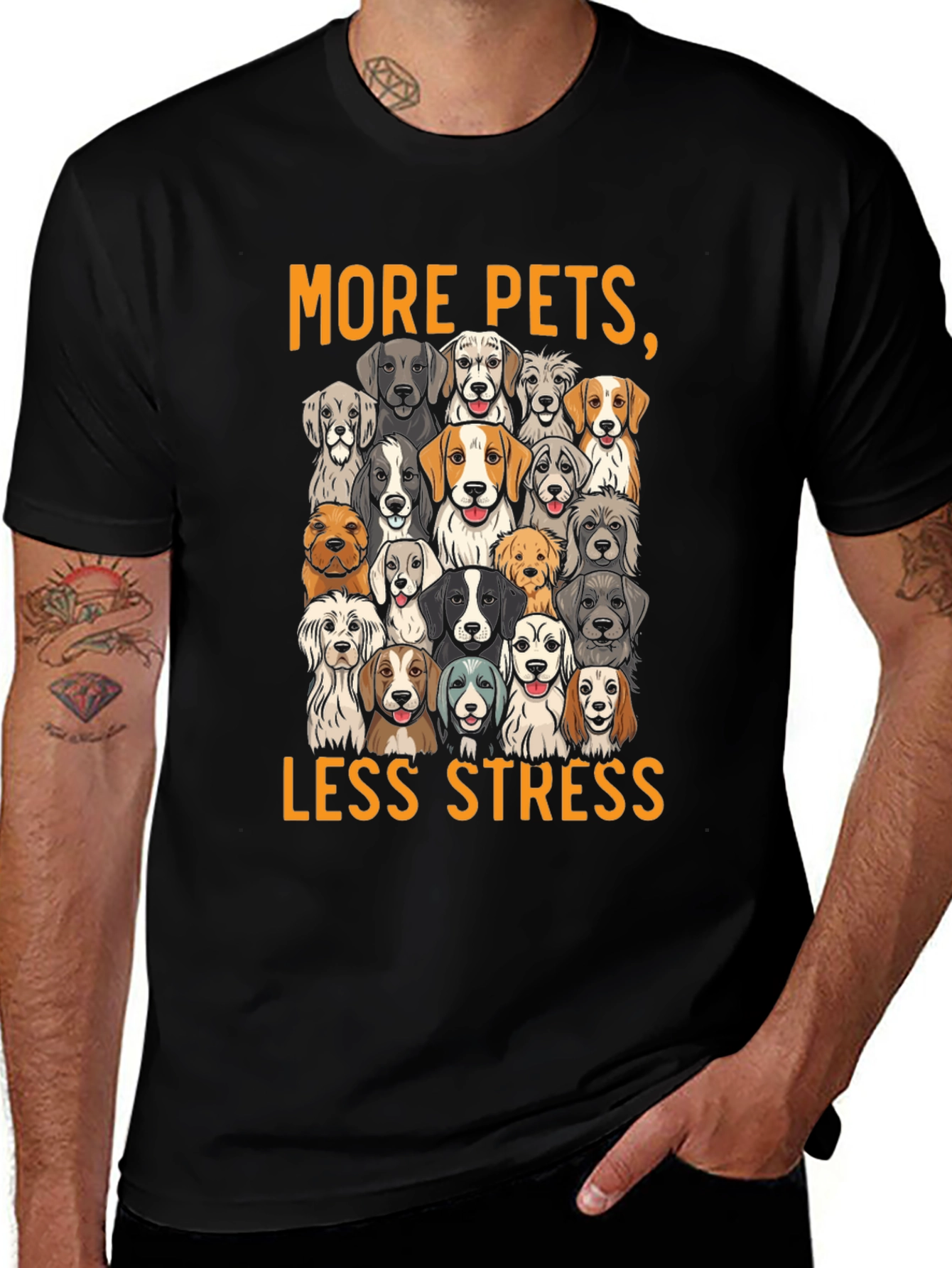 Variant 27 of More Pets Less Stress Dog T-Shirt