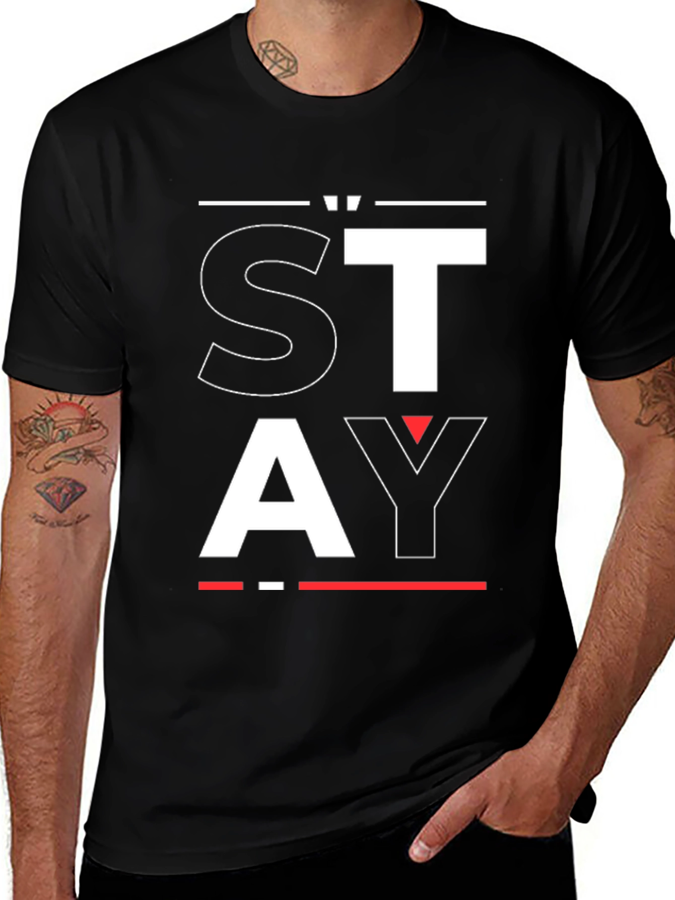 Variant 25 of Stay Graphic Tee - Black Casual T-Shirt
