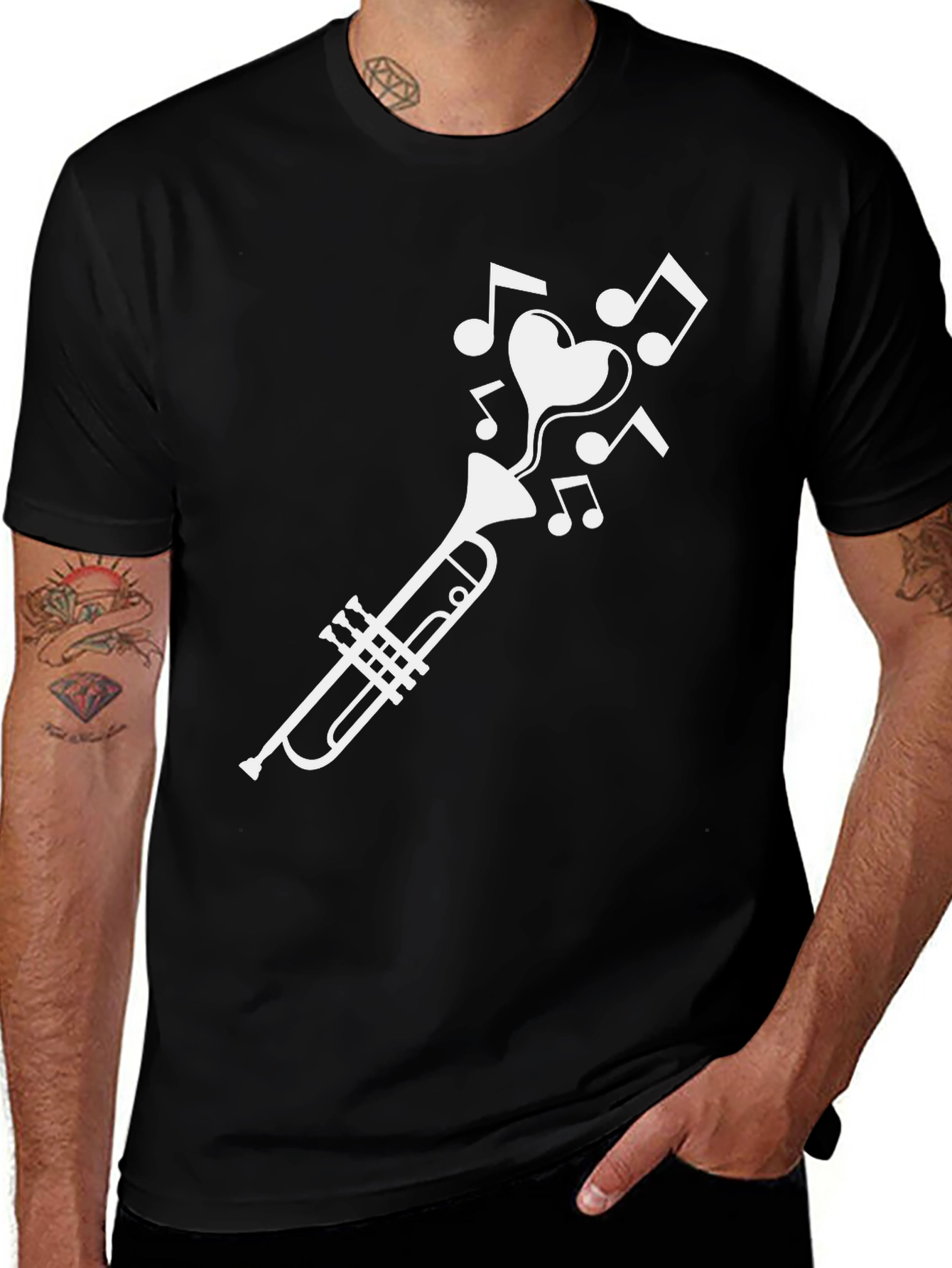 Variant 5 of Trumpet Heart Music T-Shirt - Black