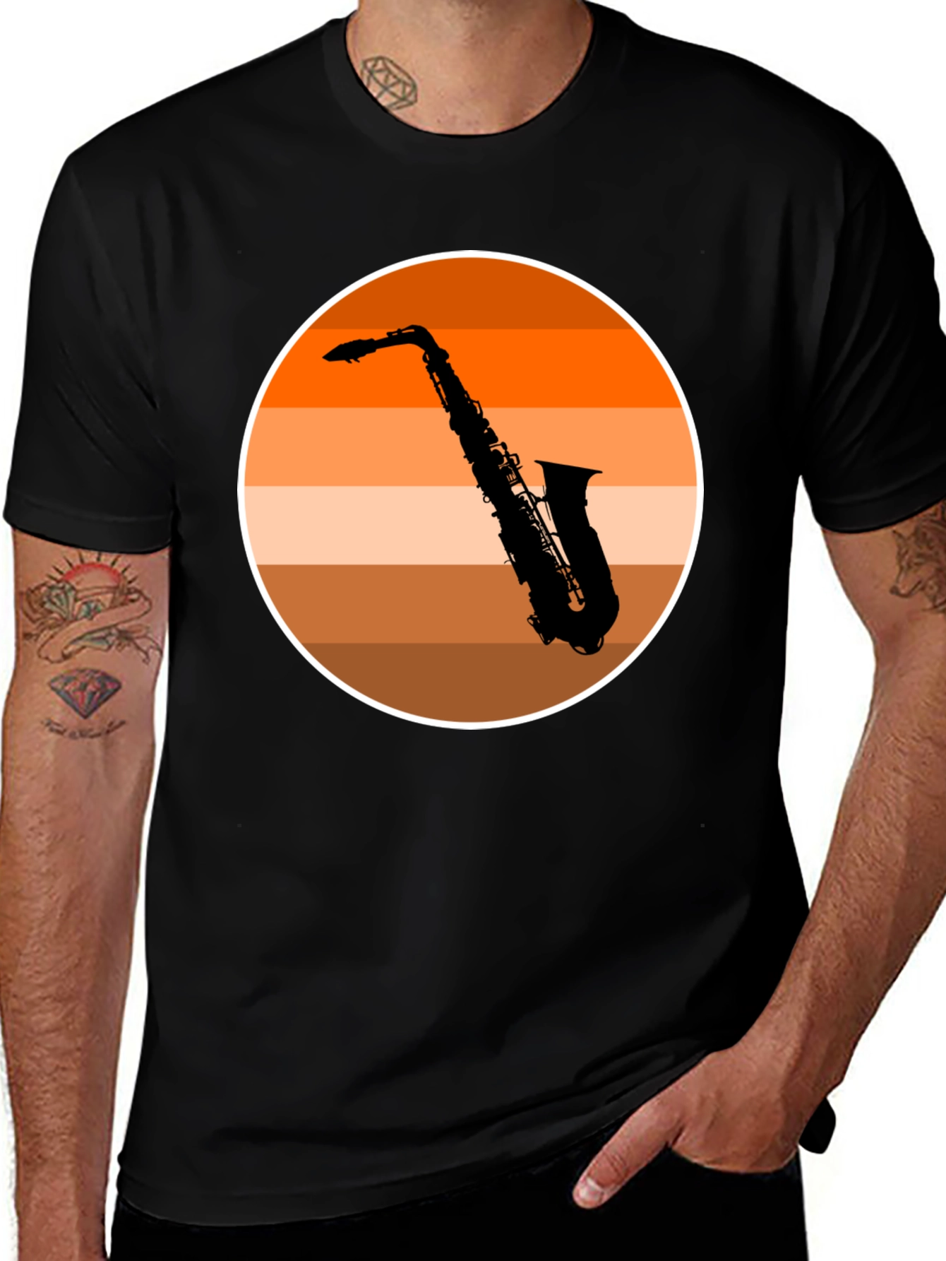 Variant 19 of Saxophone Sunset T-Shirt - Cool Musician Tee