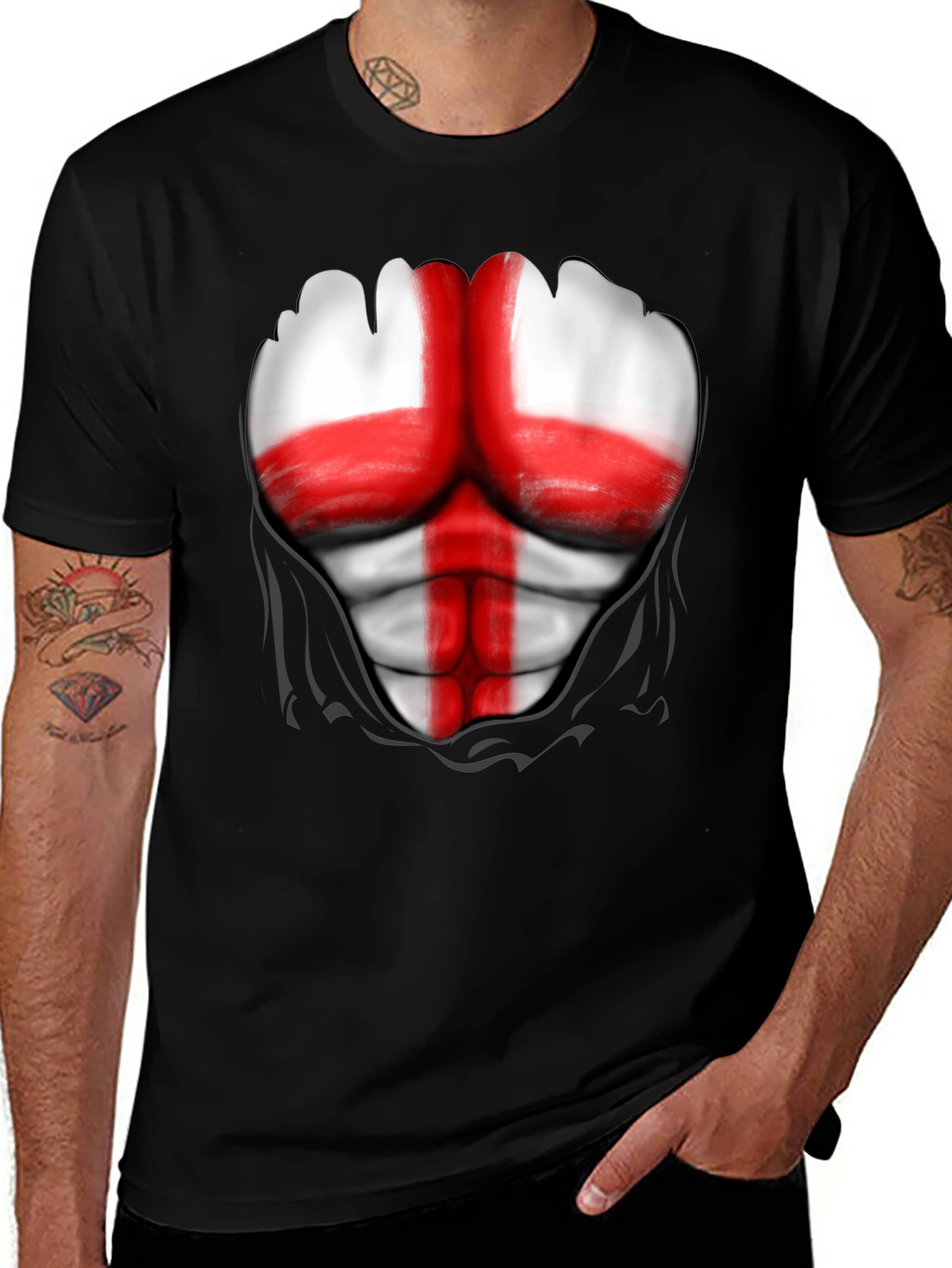 Variant 9 of England Flag Muscle Tee - Ripped Shirt Design