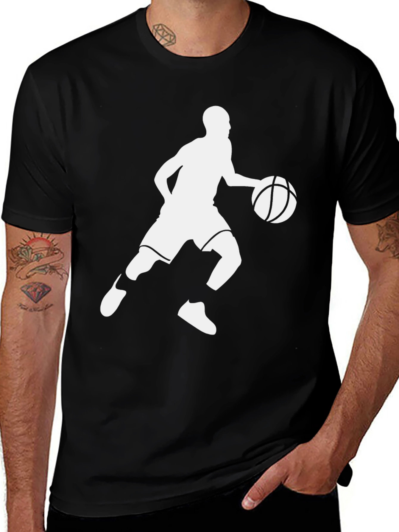 Variant 21 of Basketball Player Silhouette Graphic T-Shirt