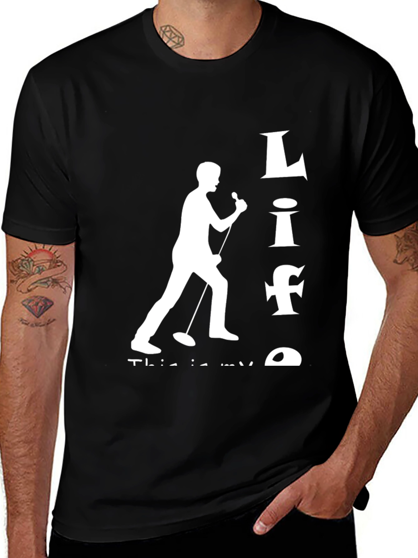 Life is My Stage Graphic Tee - Black Cotton T-Shirt