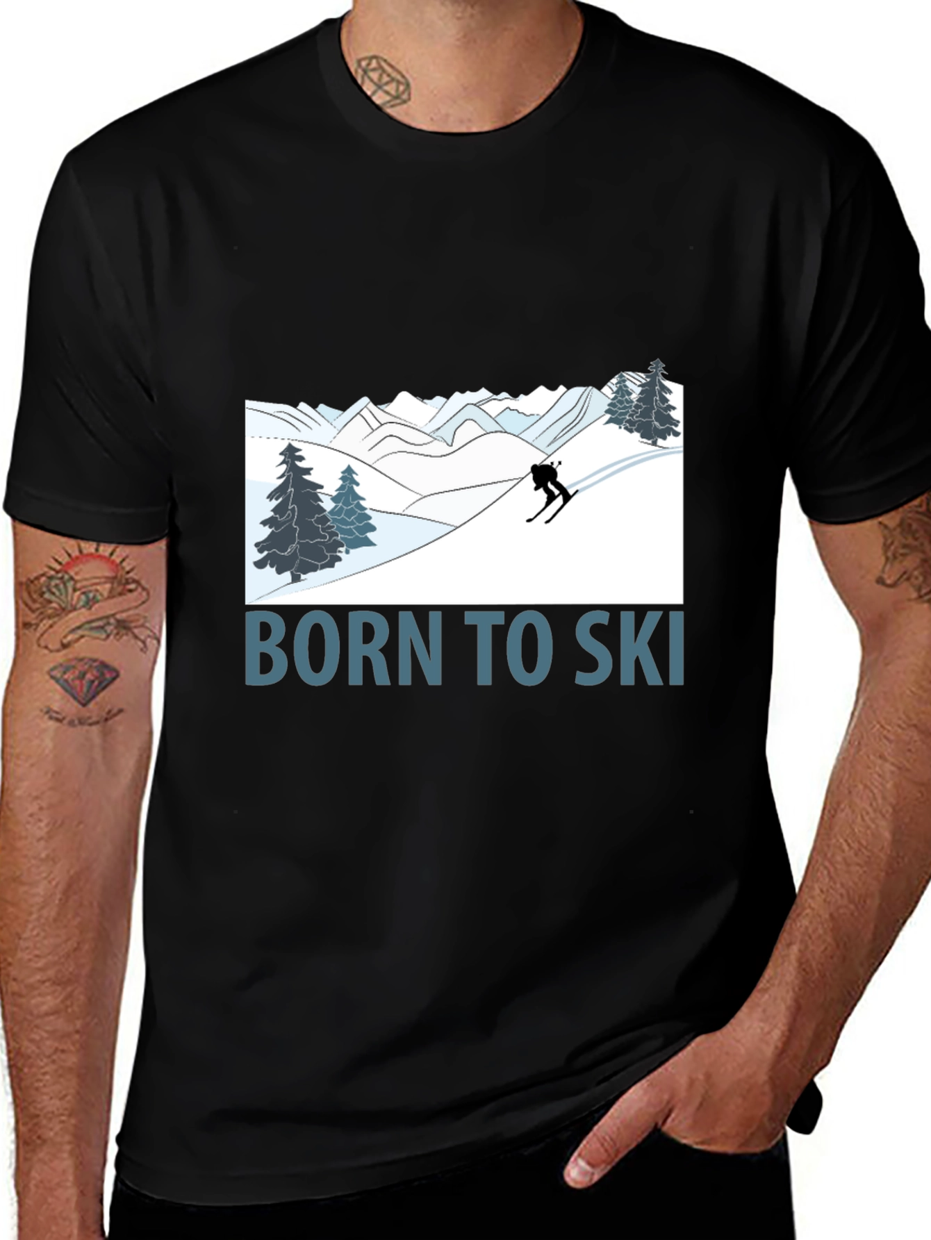 Variant 25 of Born to Ski Graphic Tee - Mountain Adventure