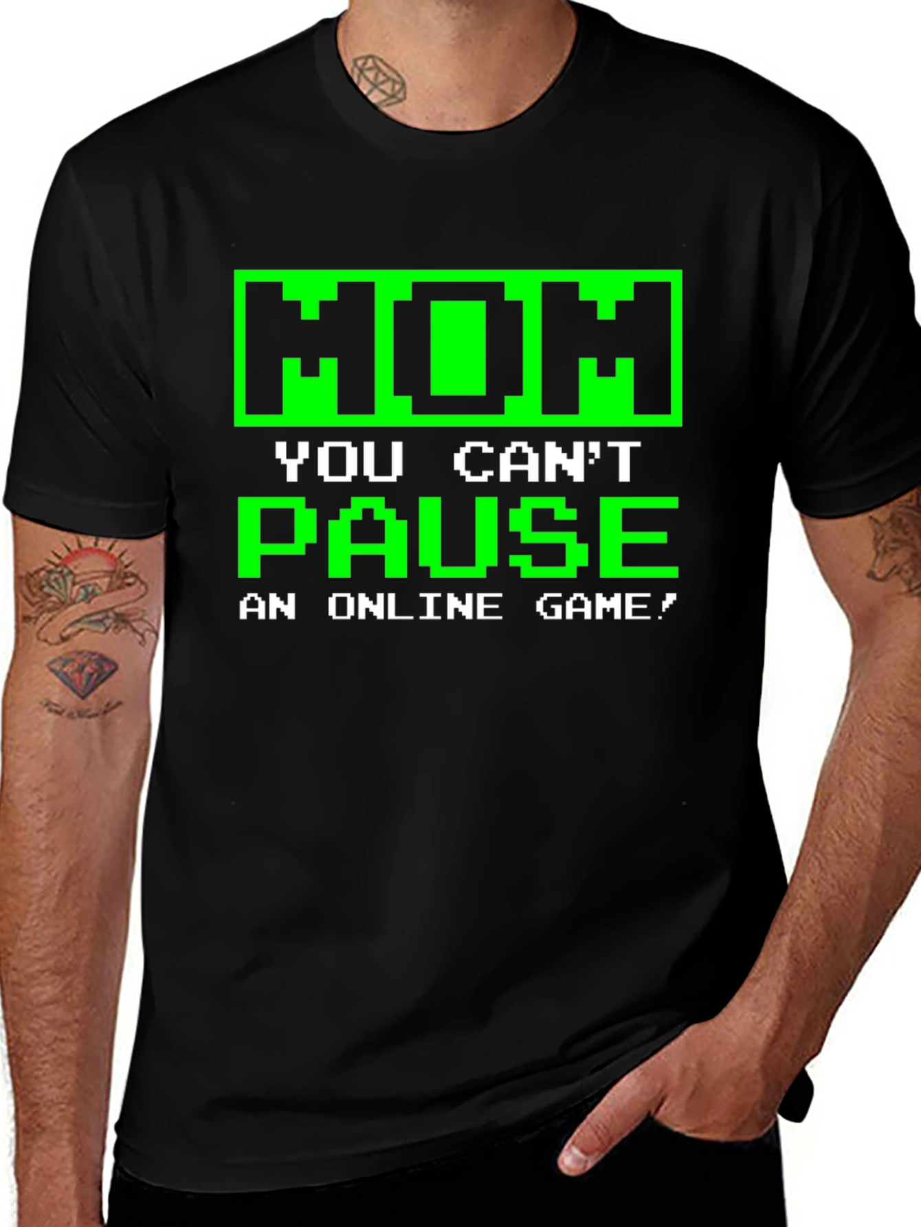 Black Gamer T-Shirt - Mom You Can't Pause main image