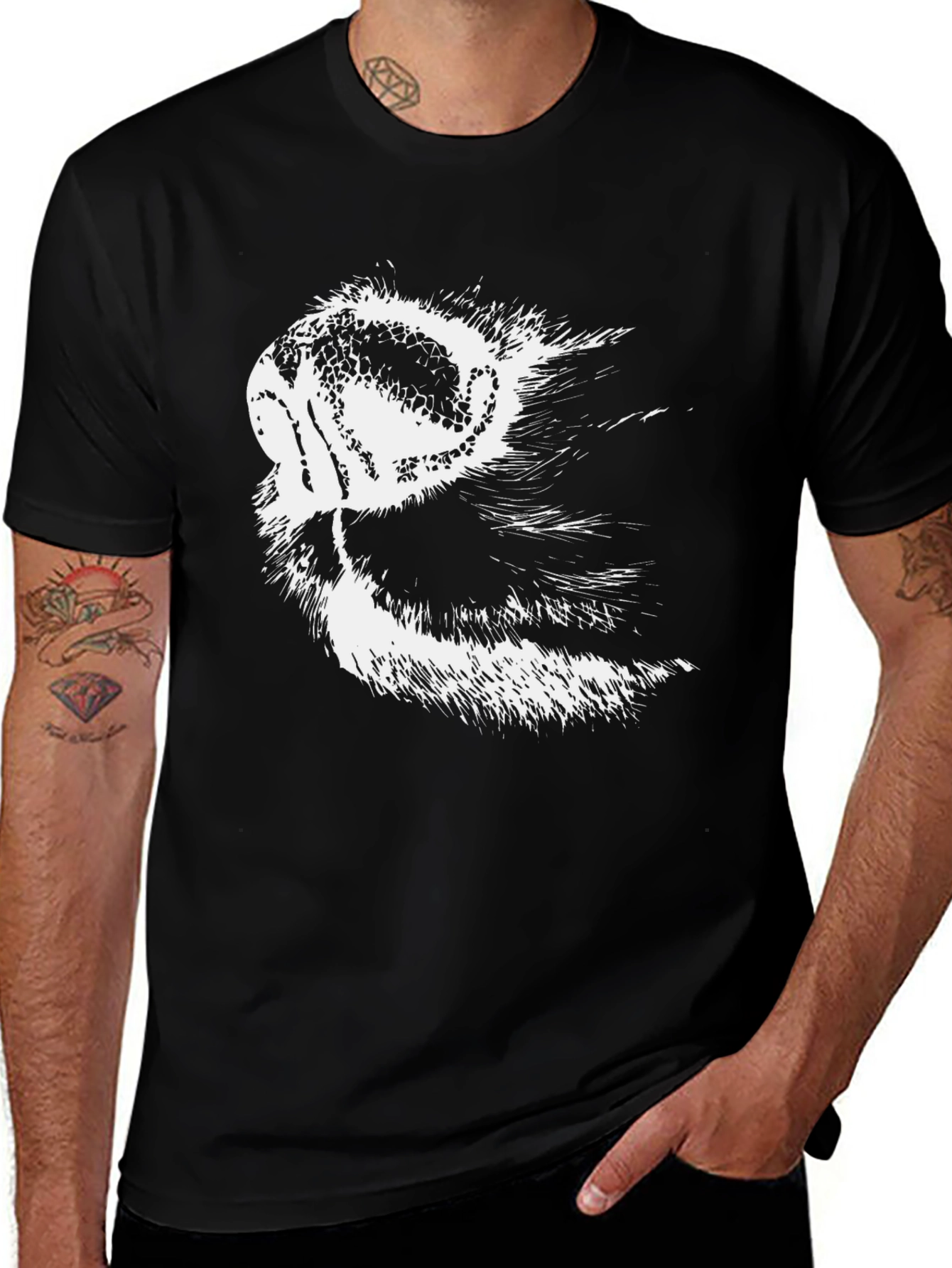 Variant 18 of Stylish Black Tee with Animal Snout Graphic