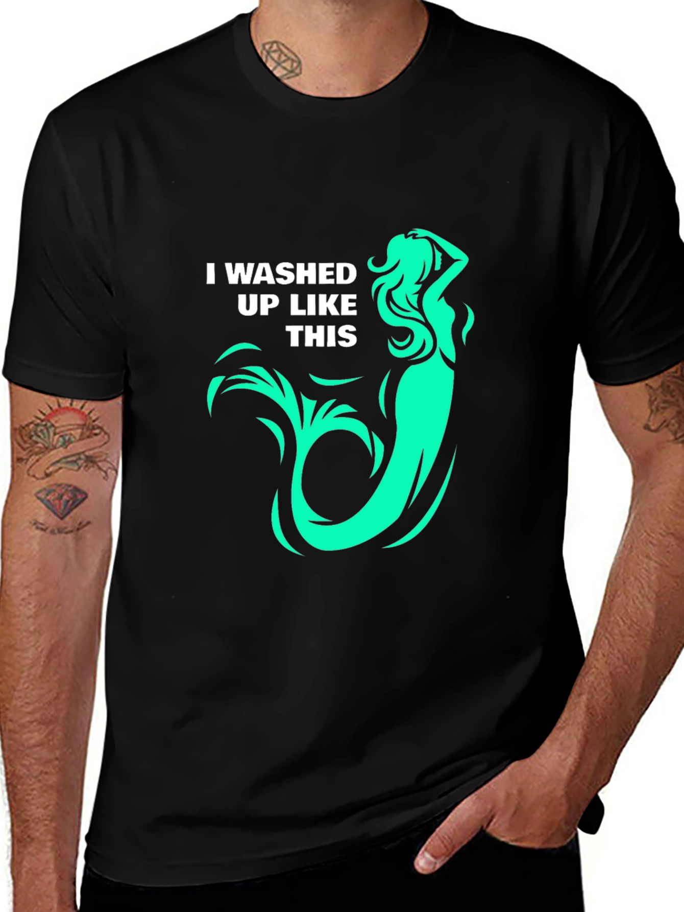 Variant 11 of Mermaid T-Shirt: "I washed up like this!" Graphic Tee