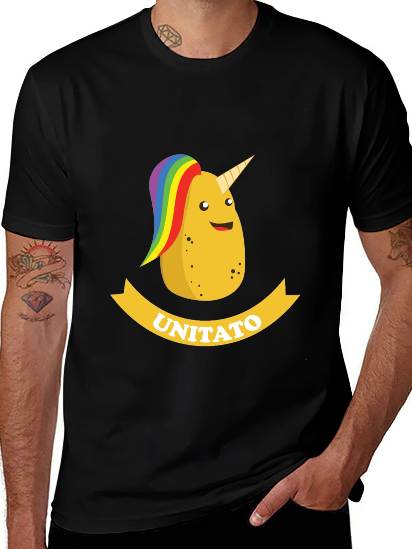 Variant 29 of Unitato Potato Unicorn Black T-Shirt