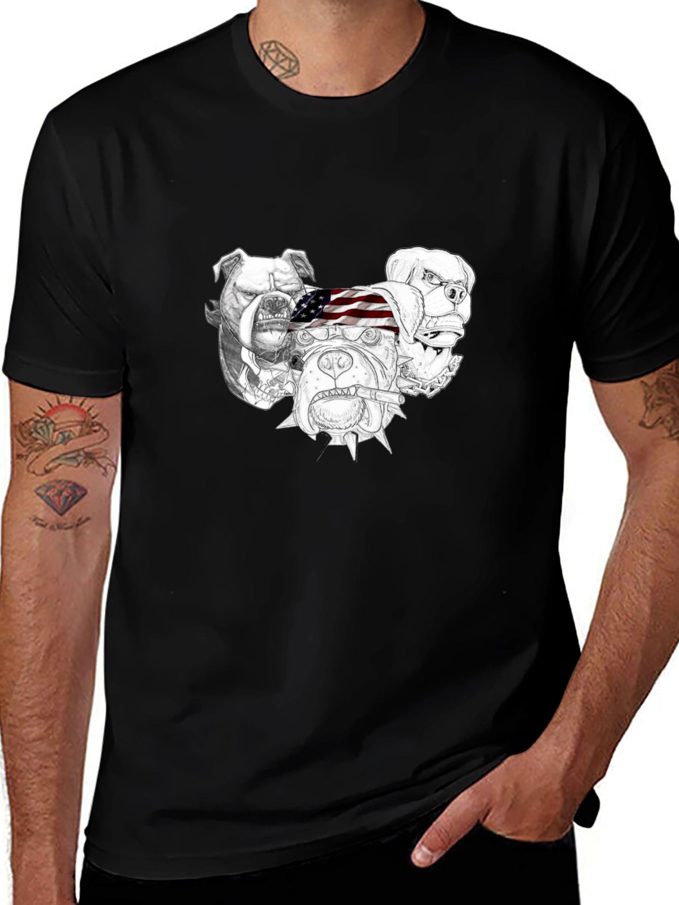 Variant 15 of Bulldogs USA Flag Graphic Tee - Black T-Shirt