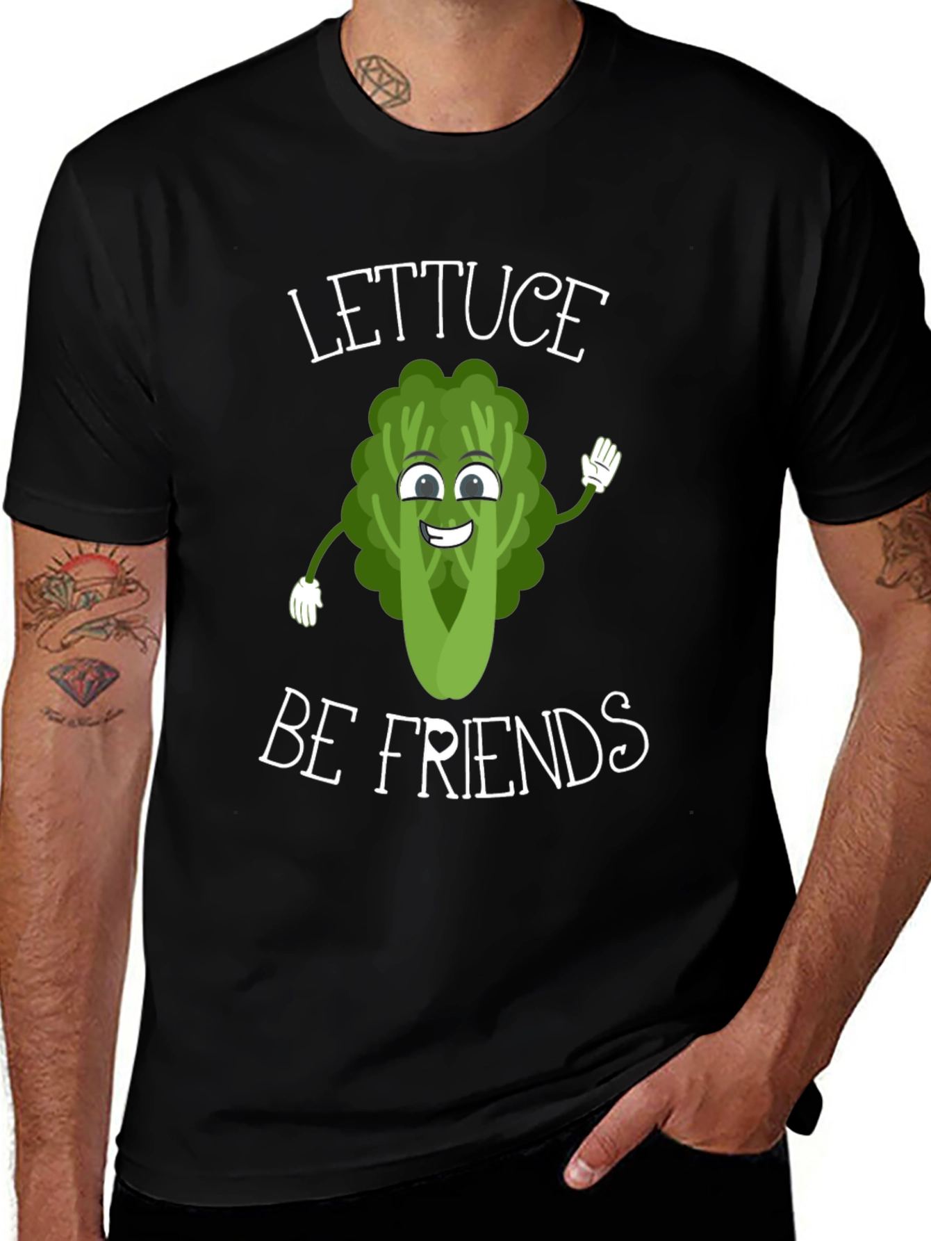 Variant 5 of Lettuce Be Friends Graphic T-Shirt - Funny Vegan Tee