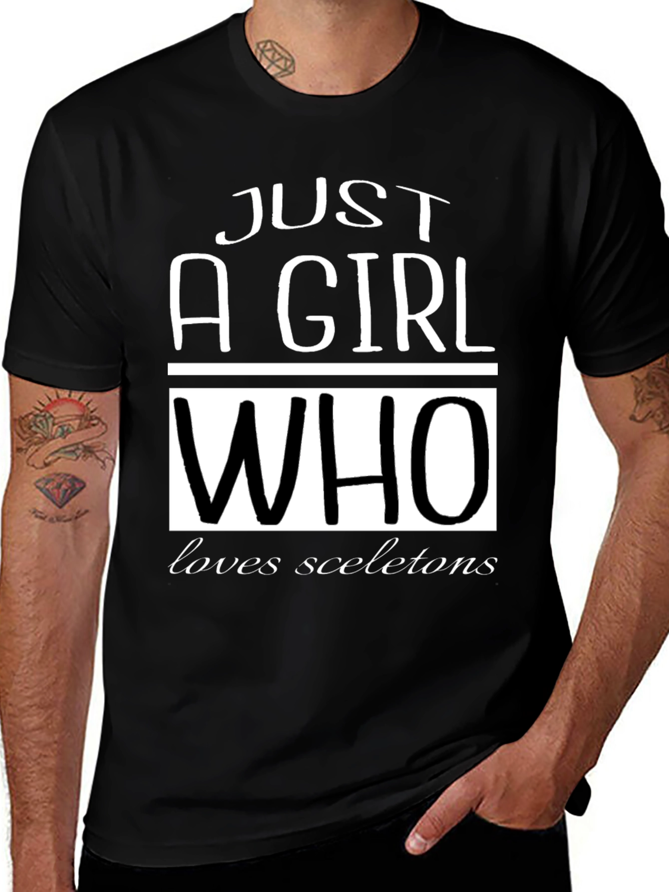 Variant 7 of Just A Girl Who Loves Skeletons T-Shirt - Black