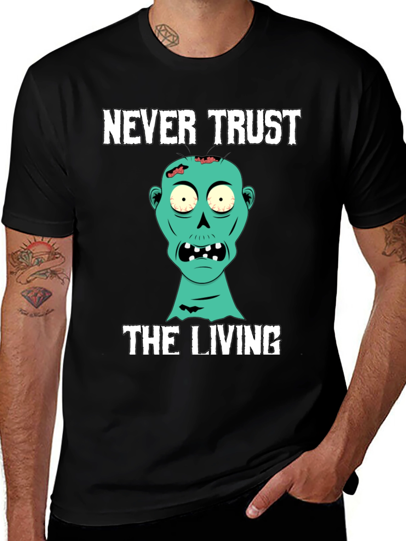Variant 5 of Never Trust the Living Zombie Graphic T-Shirt
