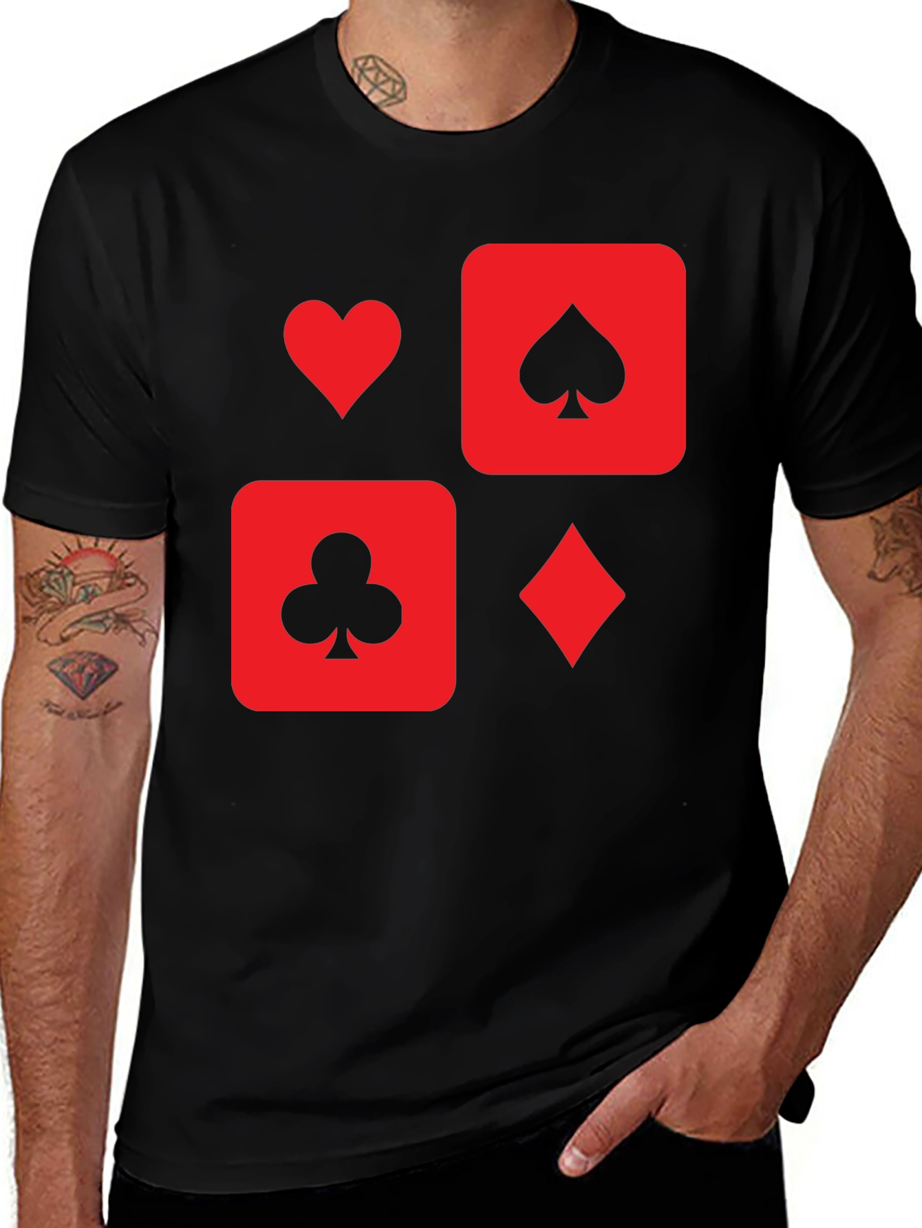 Playing Card Suit Graphic Tee - Black