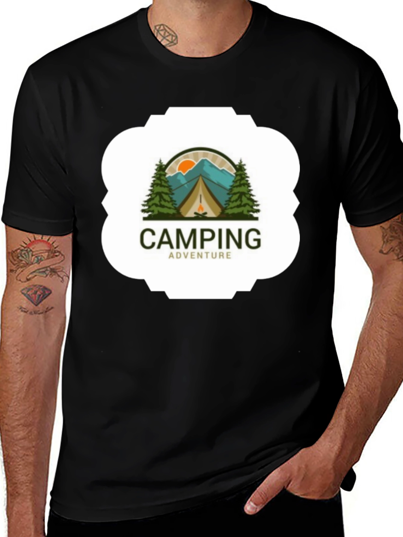 Variant 17 of Camping Adventure Graphic Tee - Black T-Shirt