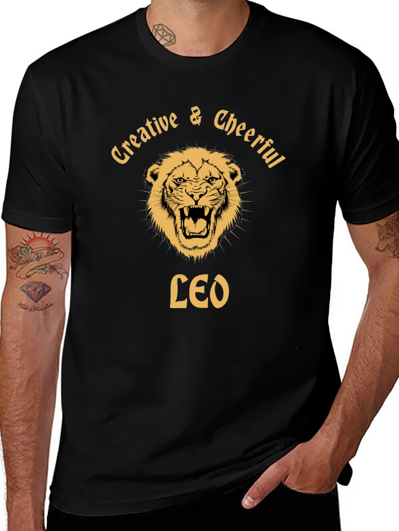 Variant 29 of Creative & Cheerful Leo Black T-Shirt