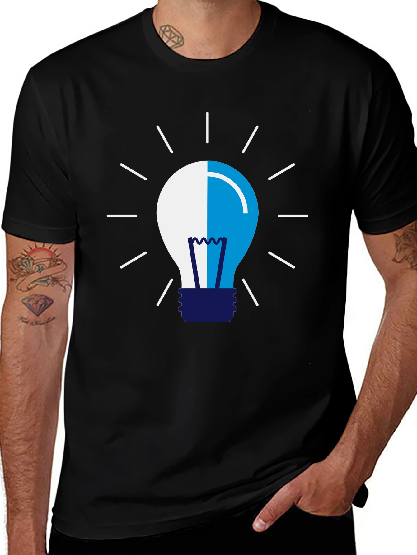 Variant 11 of Creative Idea Light Bulb Graphic Tee - Black