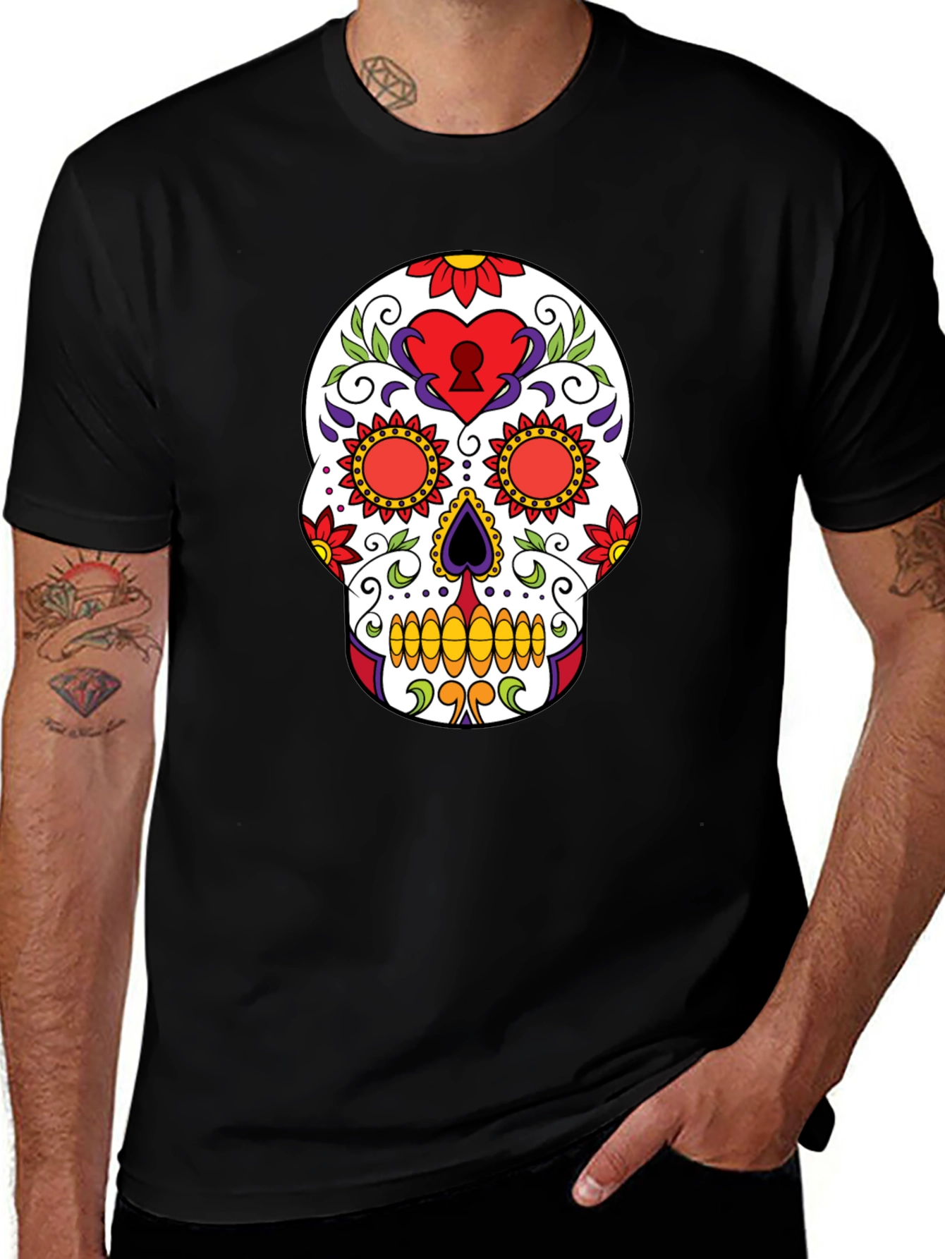 Variant 16 of Sugar Skull Heart Graphic T-Shirt