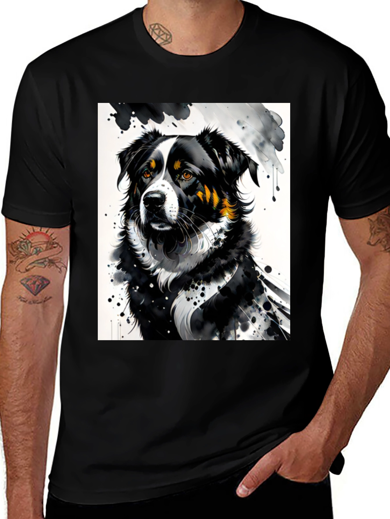Variant 29 of Dog Art Black T-Shirt - Unique Pet Lover Gift
