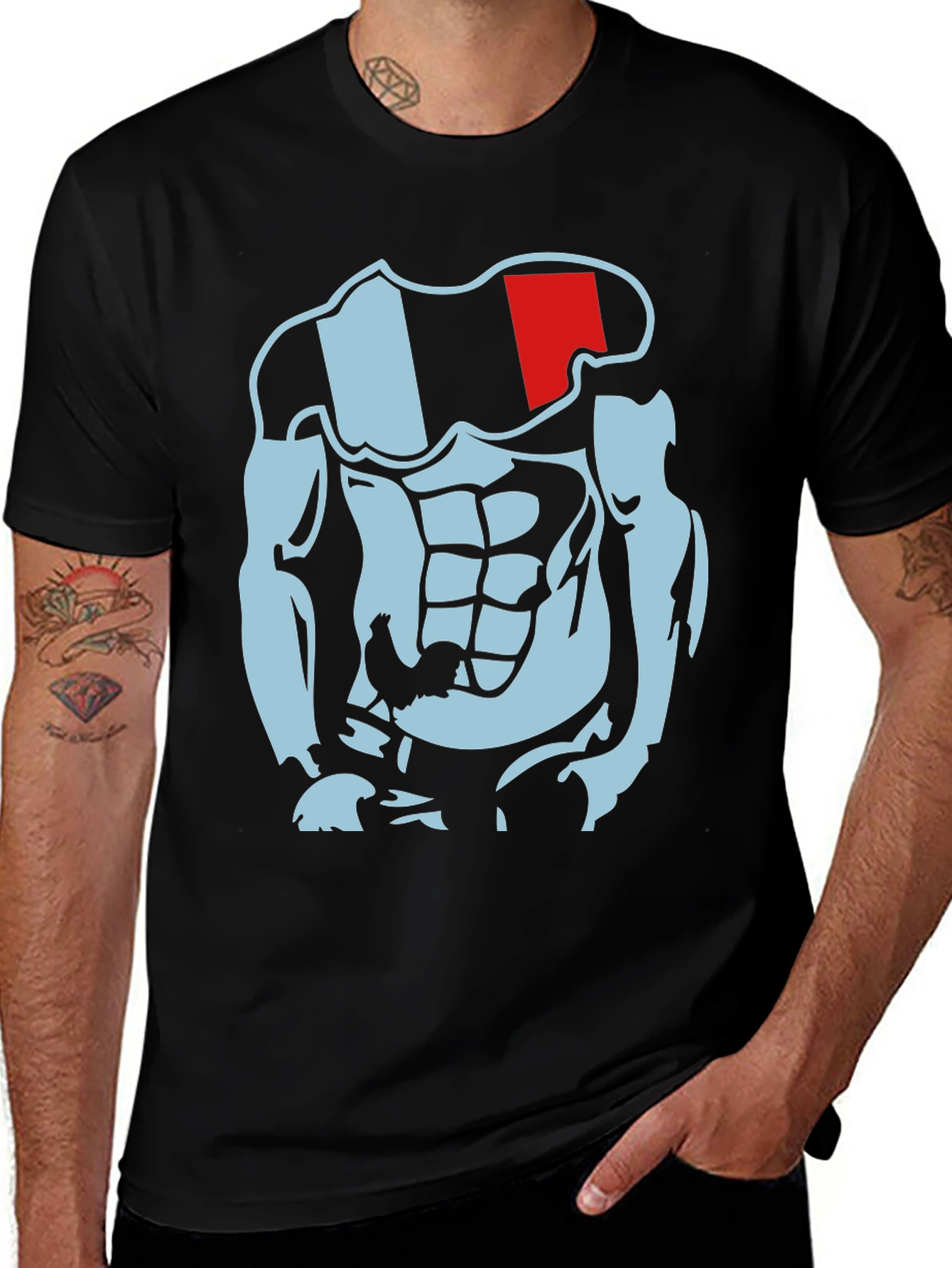 Variant 28 of Muscled Cartoon Graphic Tee - Black