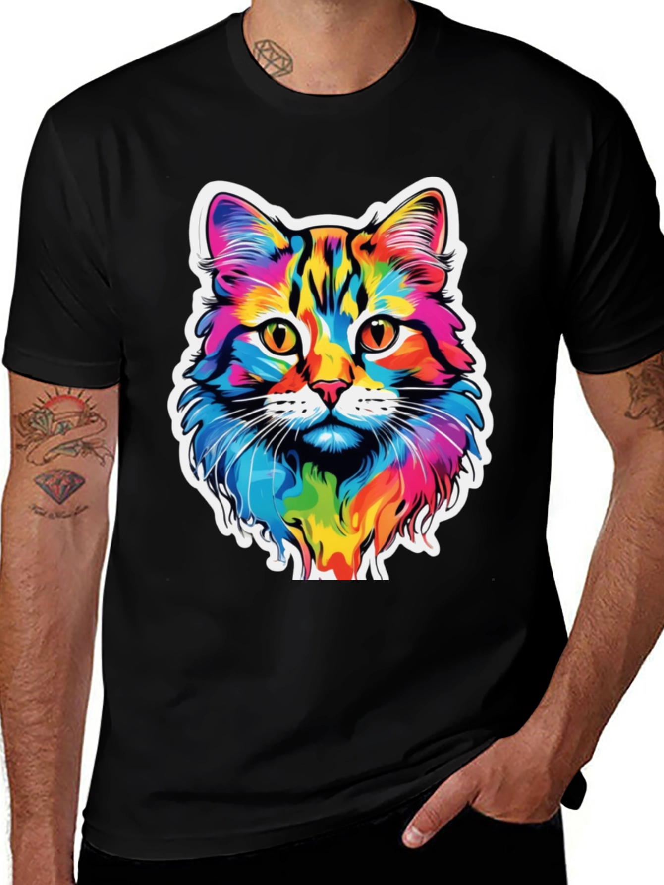 Variant 29 of Colorful Cat Graphic Tee - Unisex