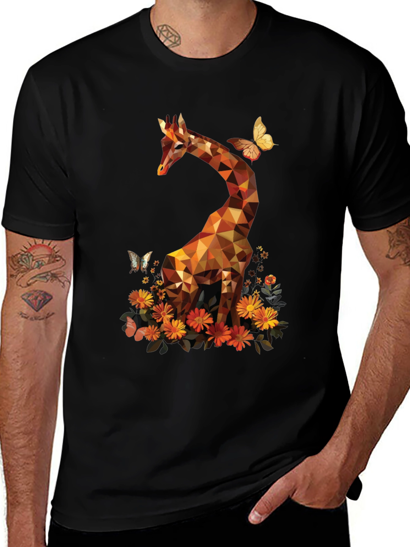 Variant 7 of Geometric Giraffe Graphic T-Shirt - Unique Animal Tee