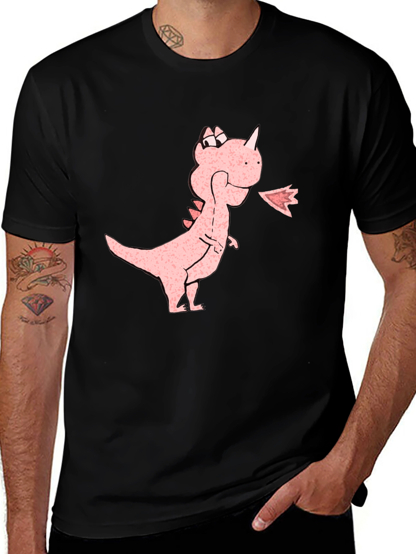Variant 10 of Pink Dragon Graphic Tee - Black