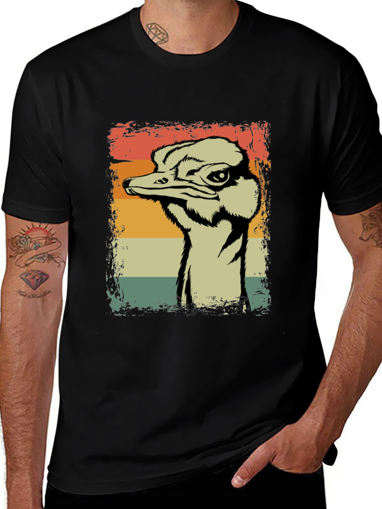 Variant 5 of Retro Ostrich T-Shirt - Vintage Style