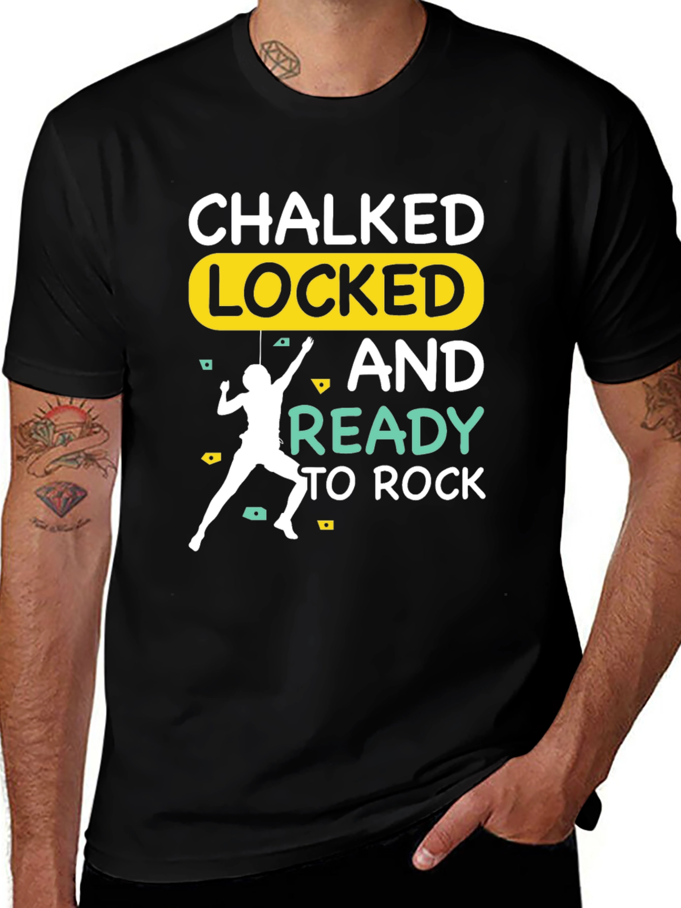 Variant 16 of Chalked Locked and Ready to Rock Climbing T-Shirt