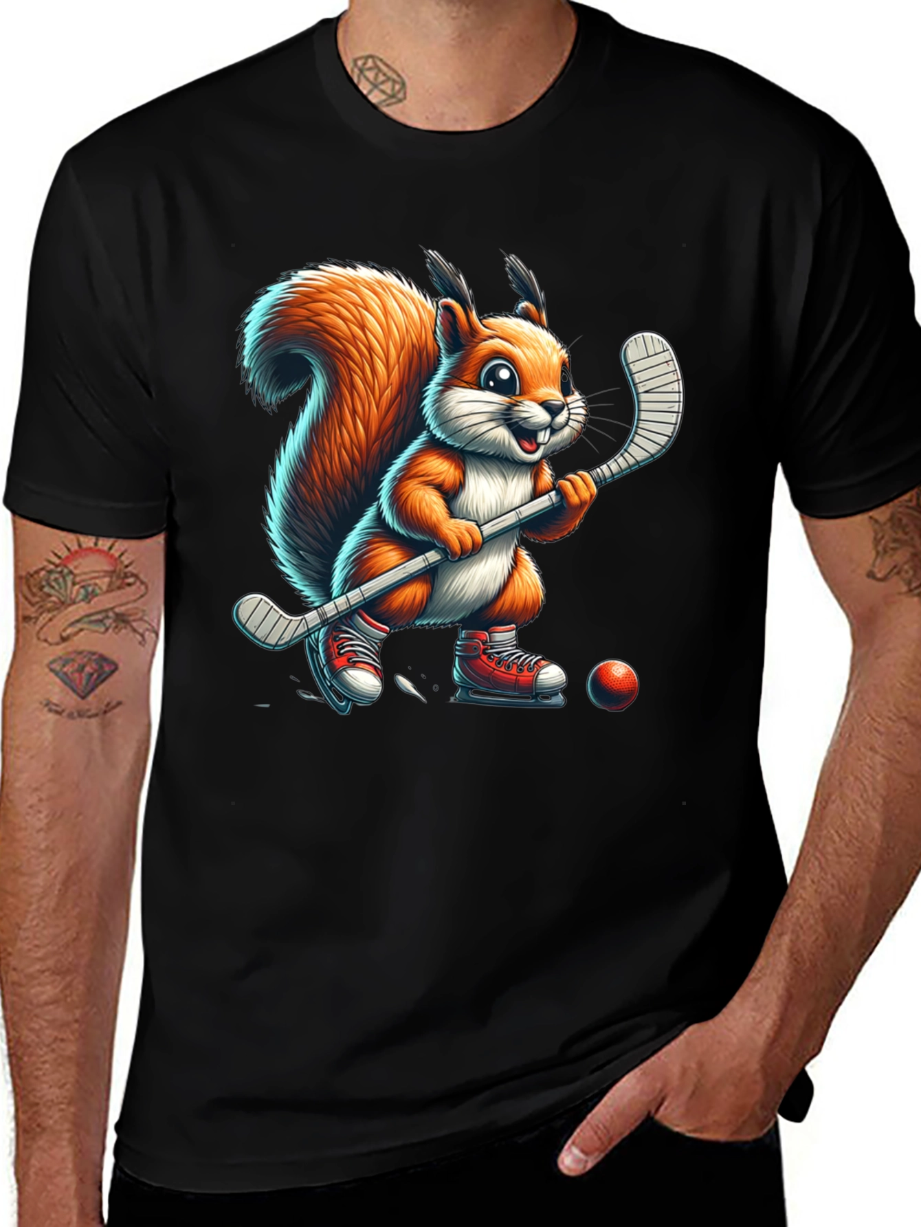 Variant 13 of Squirrel Hockey Player Graphic Tee
