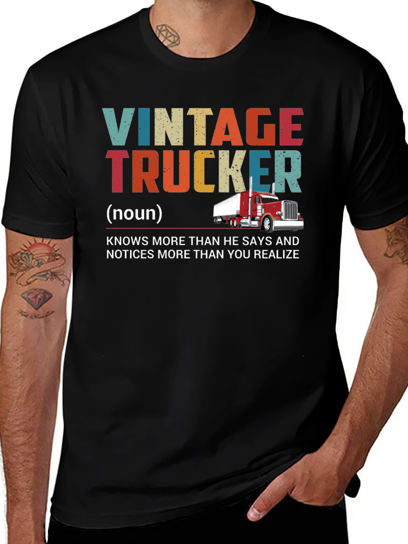 Variant 30 of Vintage Trucker T-Shirt - Knows More Than He Says