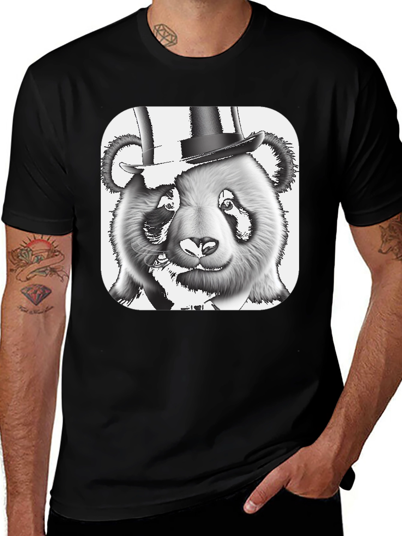 Variant 8 of Panda Bear Top Hat T-Shirt - Stylish Graphic Tee