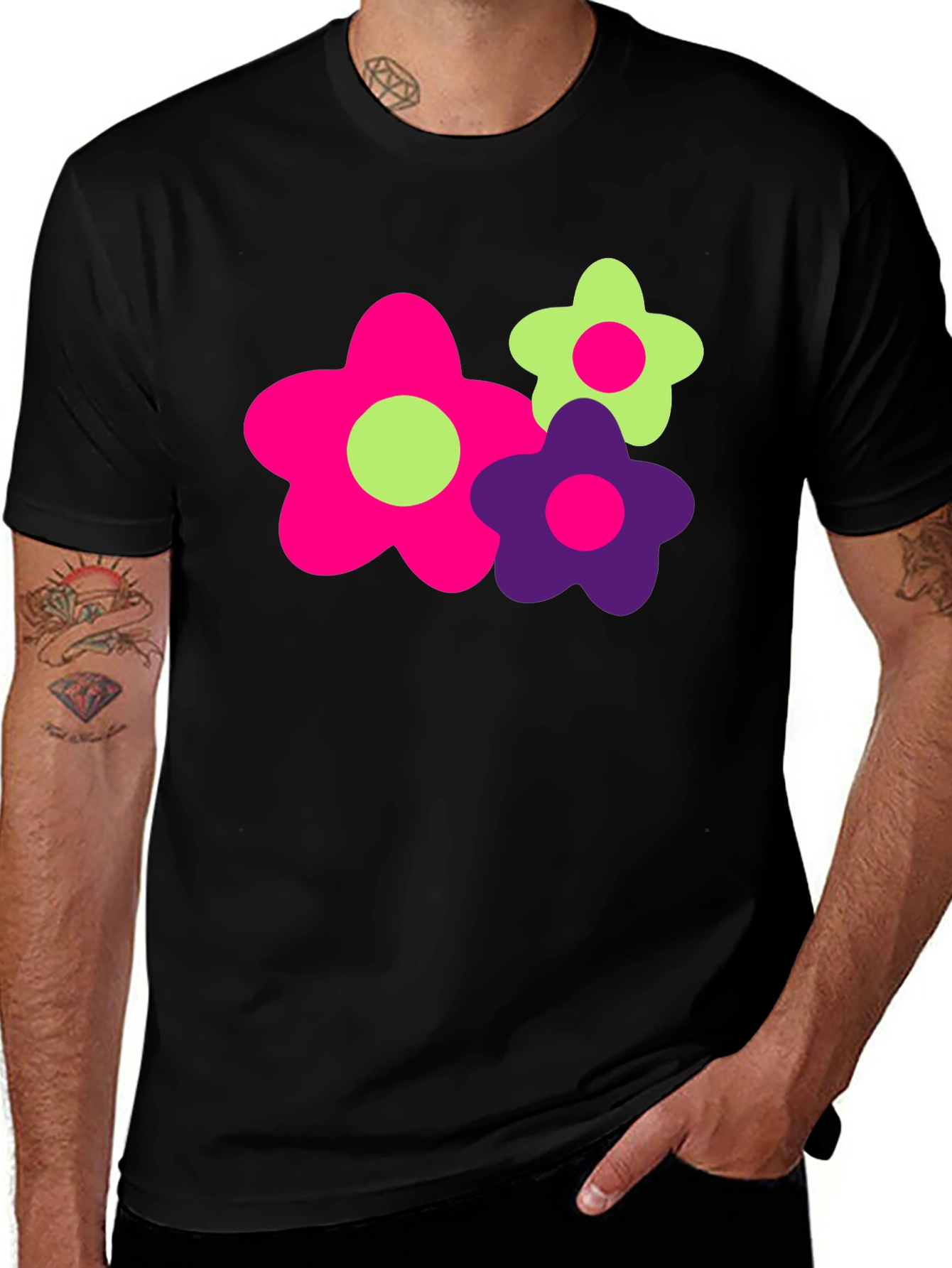 Variant 14 of Funky Floral Graphic Tee - Bold & Bright!