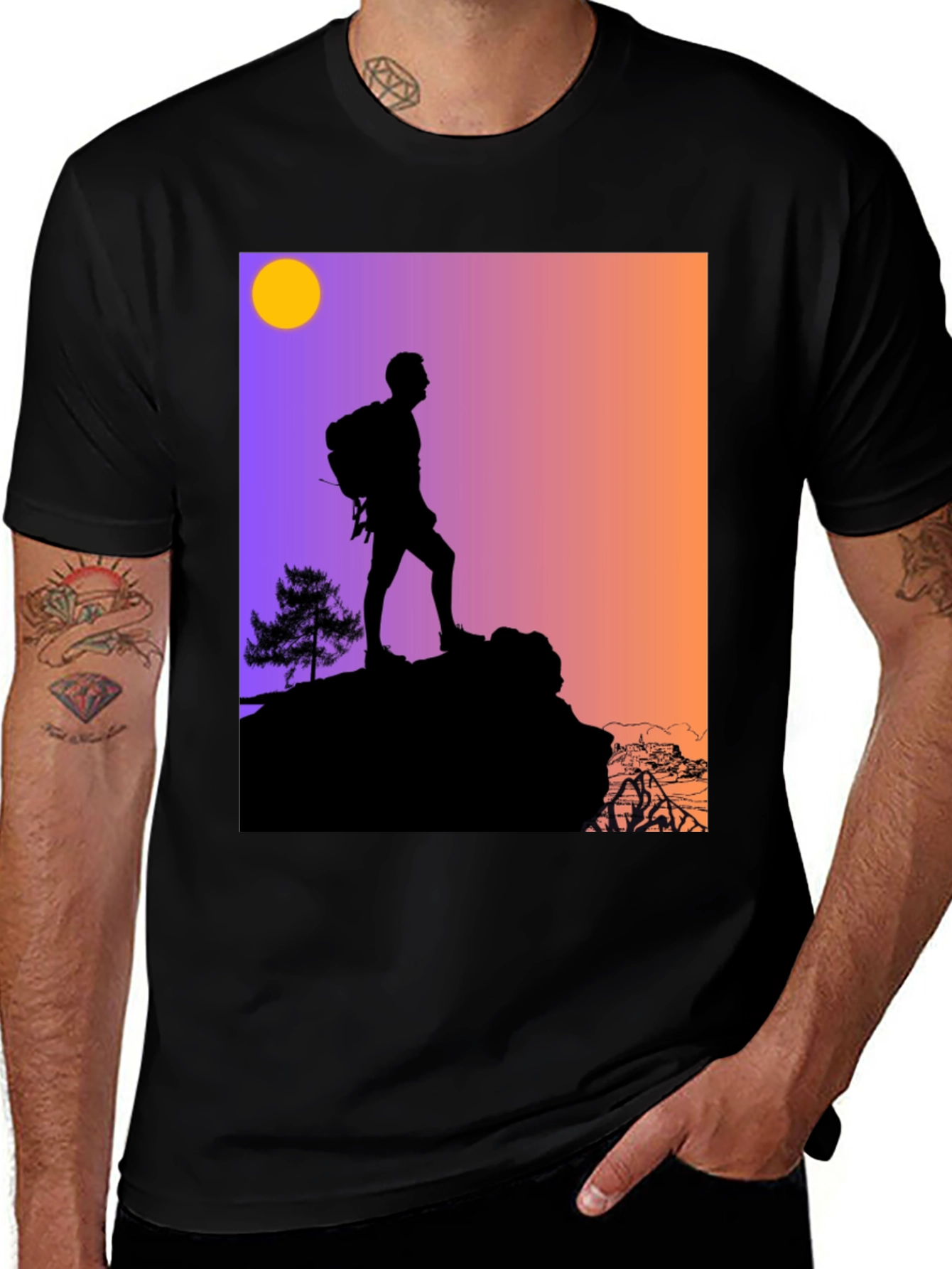Variant 15 of Hiking Silhouette Graphic Tee - Adventure Ready!