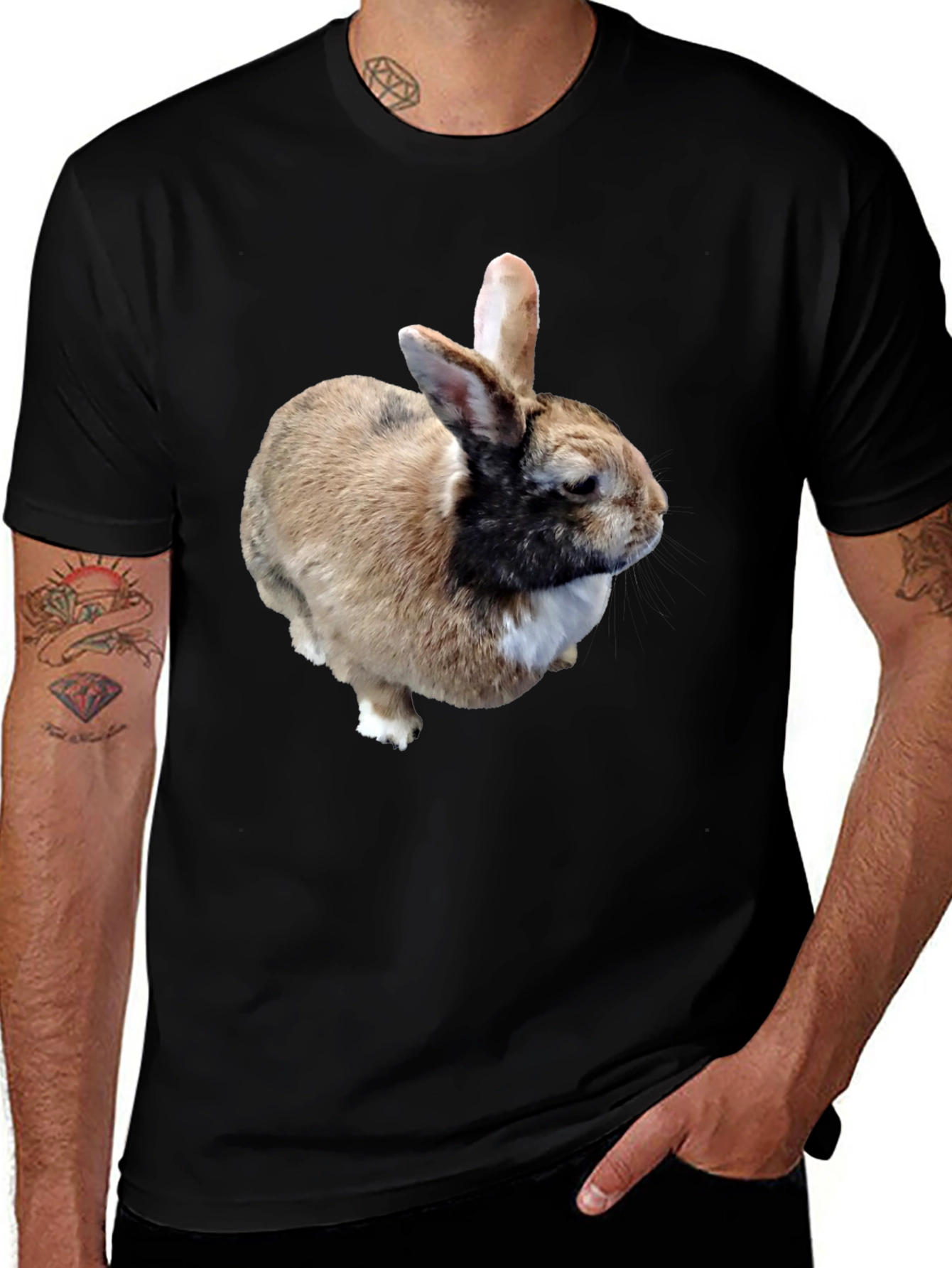 Variant 28 of Rabbit Graphic T-Shirt - Black Casual Tee