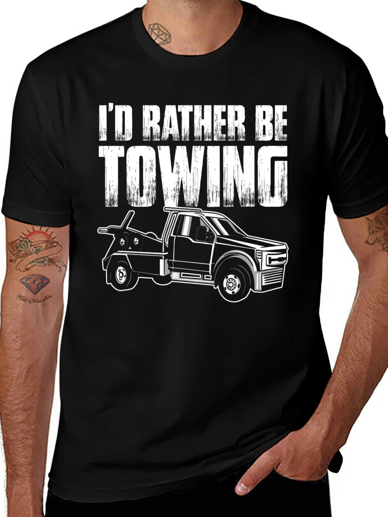 Variant 5 of I'd Rather Be Towing T-Shirt - Tow Truck Tee