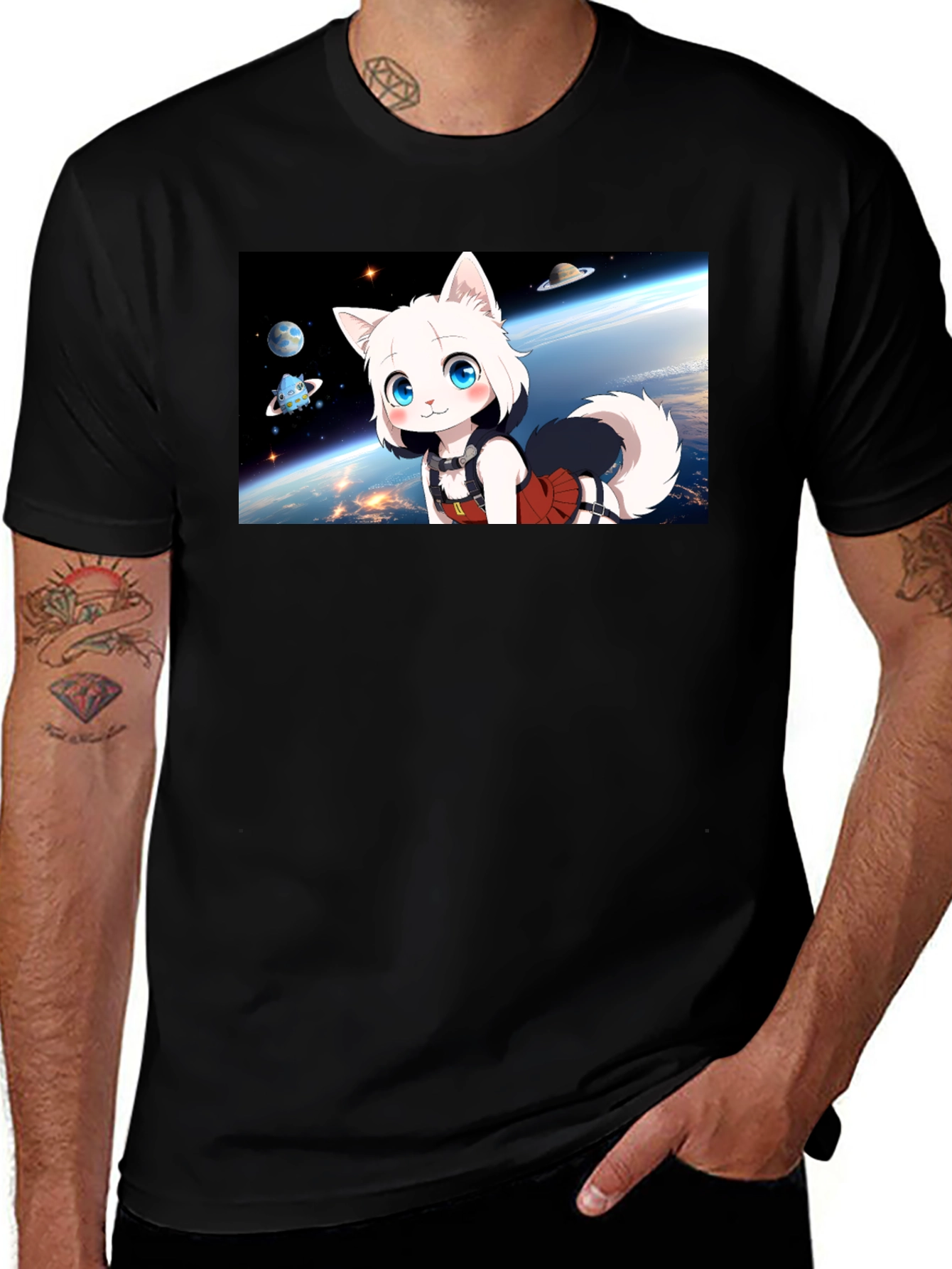 Variant 11 of Anime Cat in Space T-Shirt