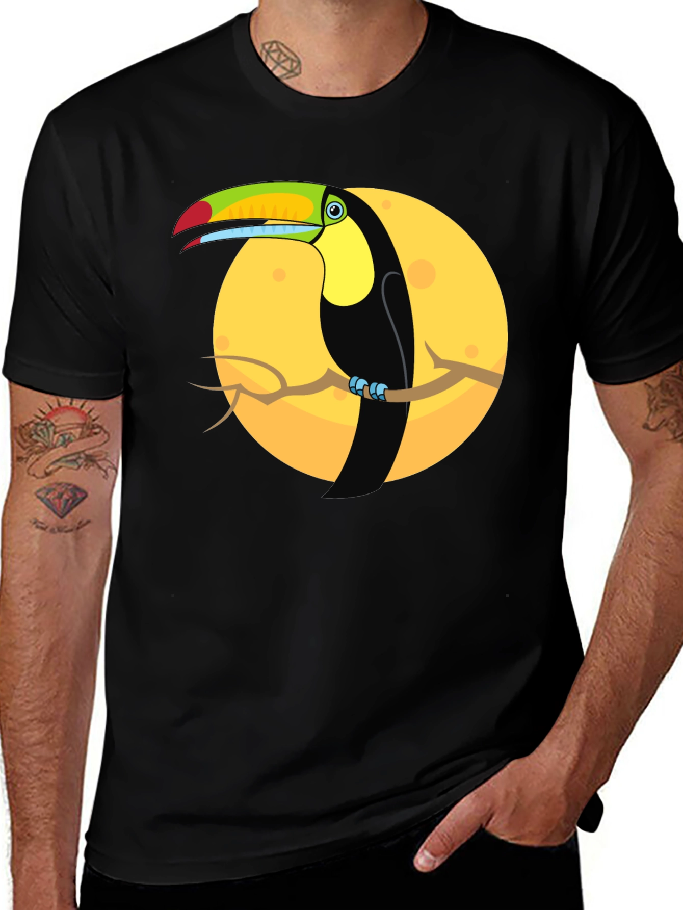 Variant 8 of Toucan Bird Graphic Print Men's Black T-Shirt