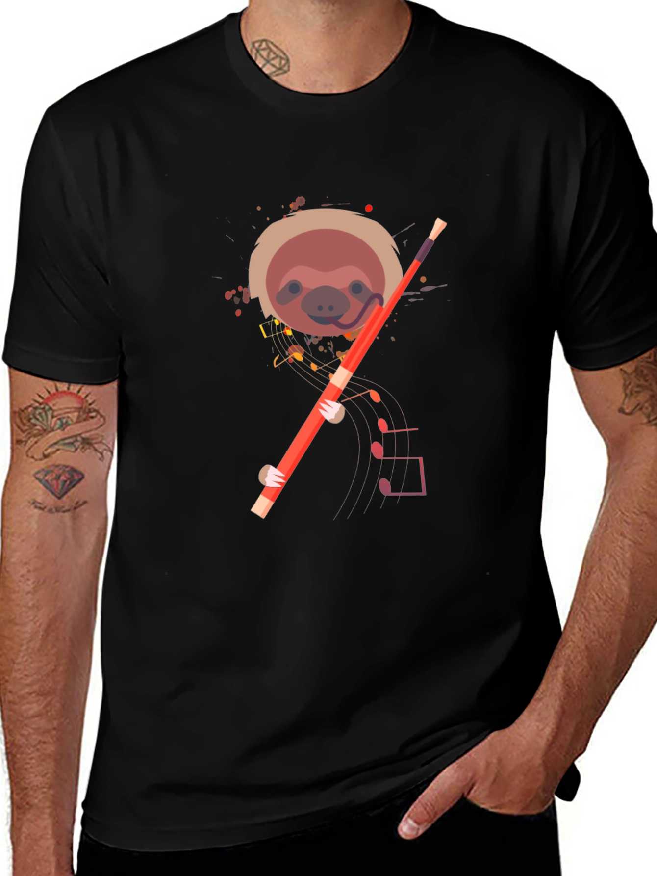 Variant 4 of Sloth Bassoon T-Shirt - Cool Music Tee