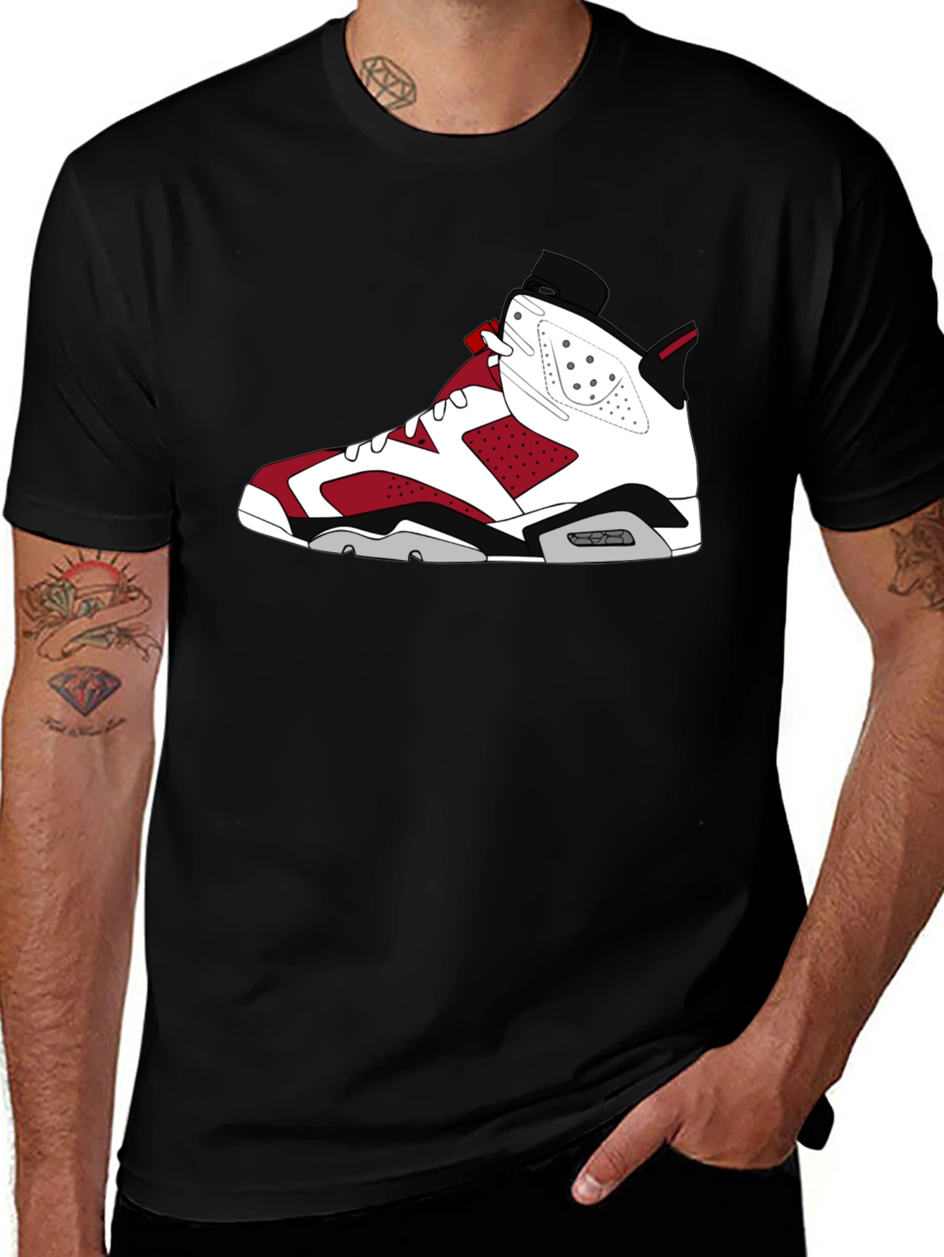 Variant 12 of Men's Black Graphic T-Shirt - Sneaker Design