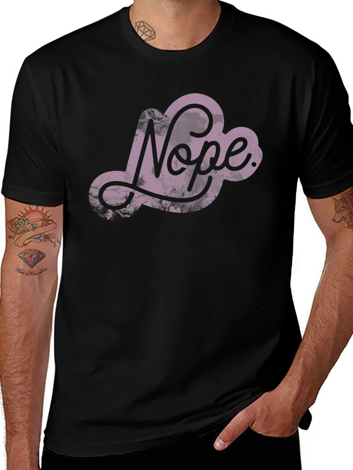 Variant 28 of Nope Graphic Print Black T-Shirt