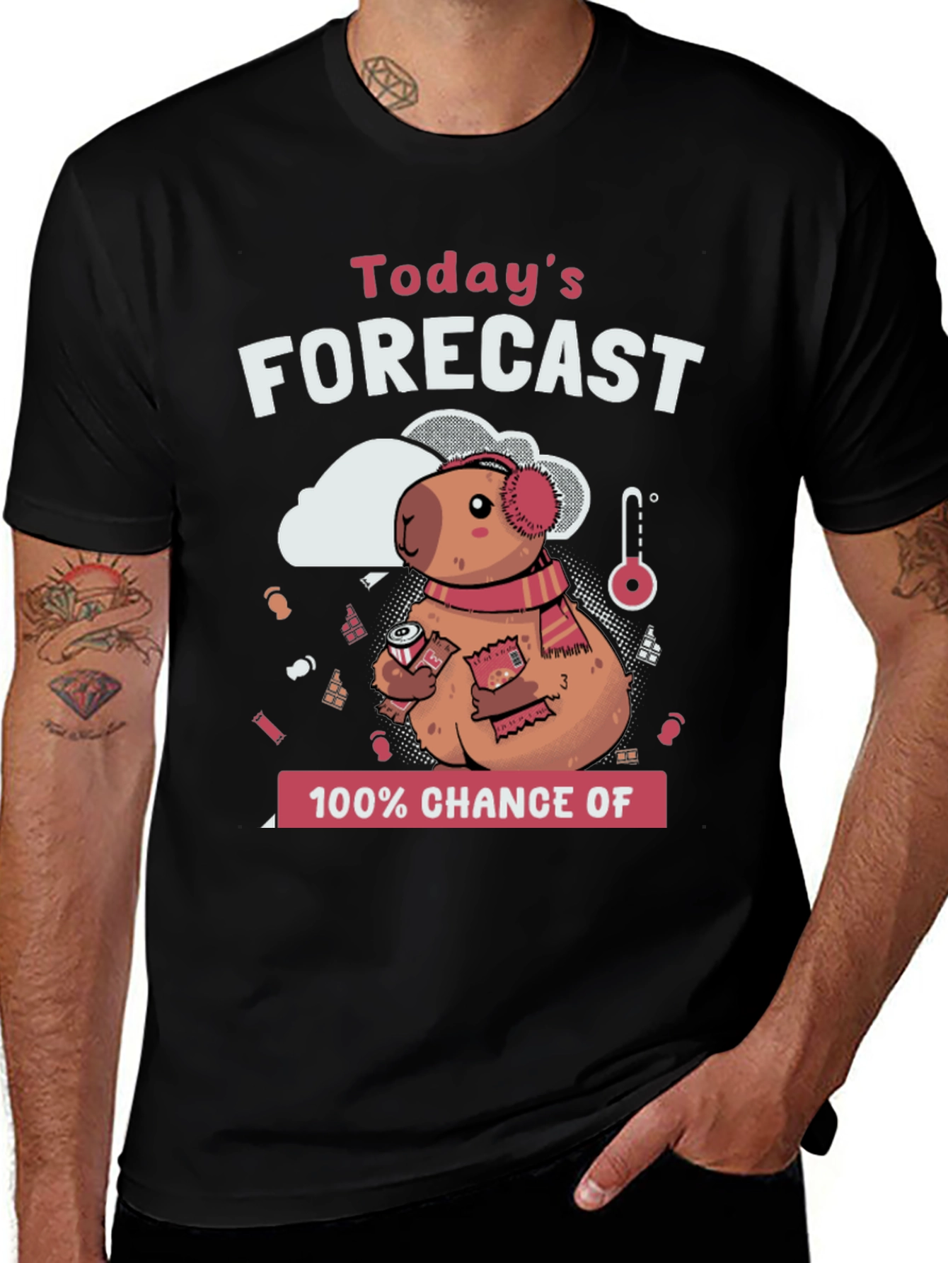 Variant 3 of Funny Winter Forecast Capybara T-Shirt
