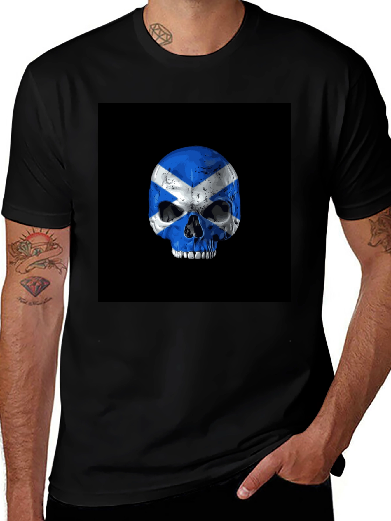 Scottish Flag Skull Graphic T-Shirt